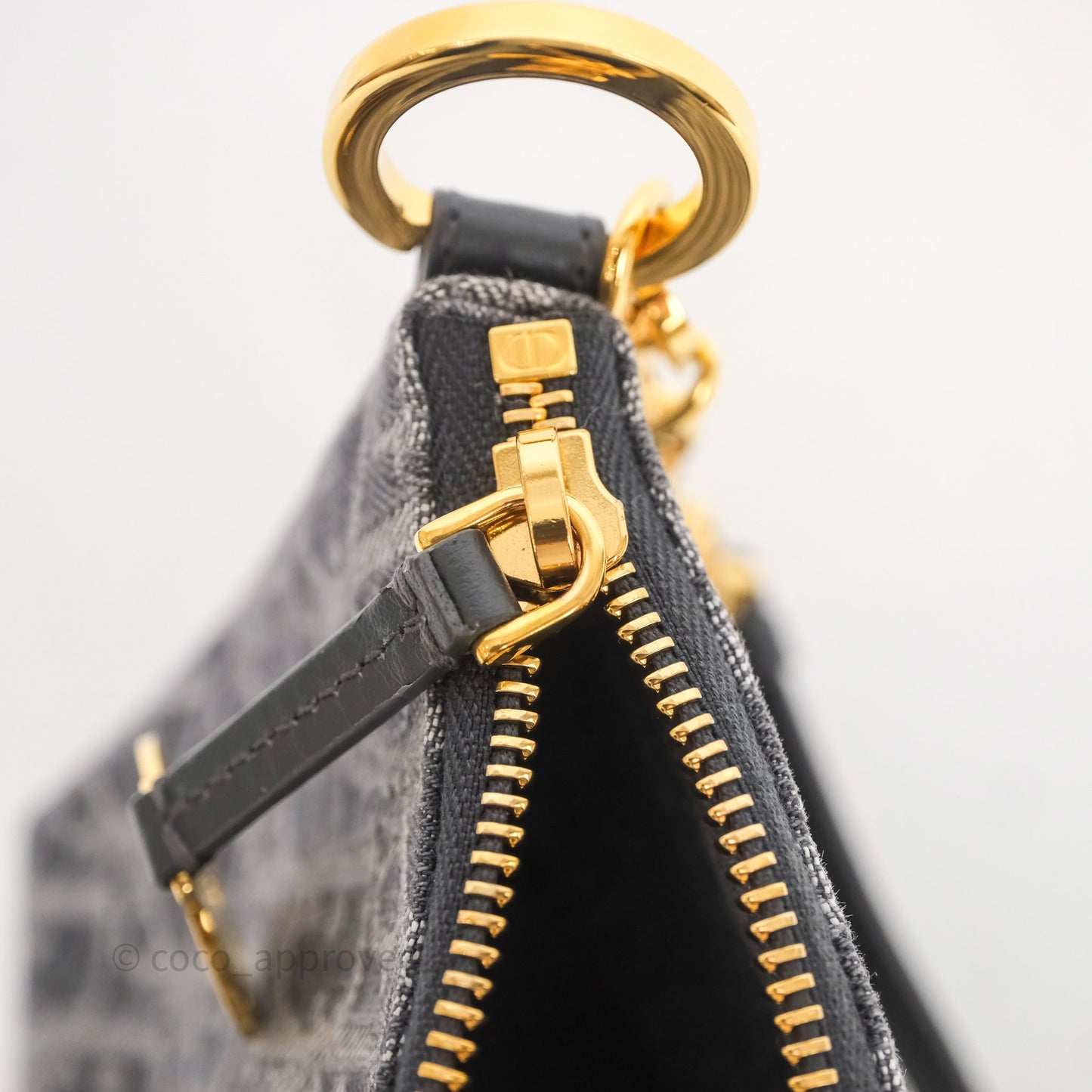 Christian Dior Diorstar Hobo Bag with Chain Gray Denim Dior Oblique Jacquard
