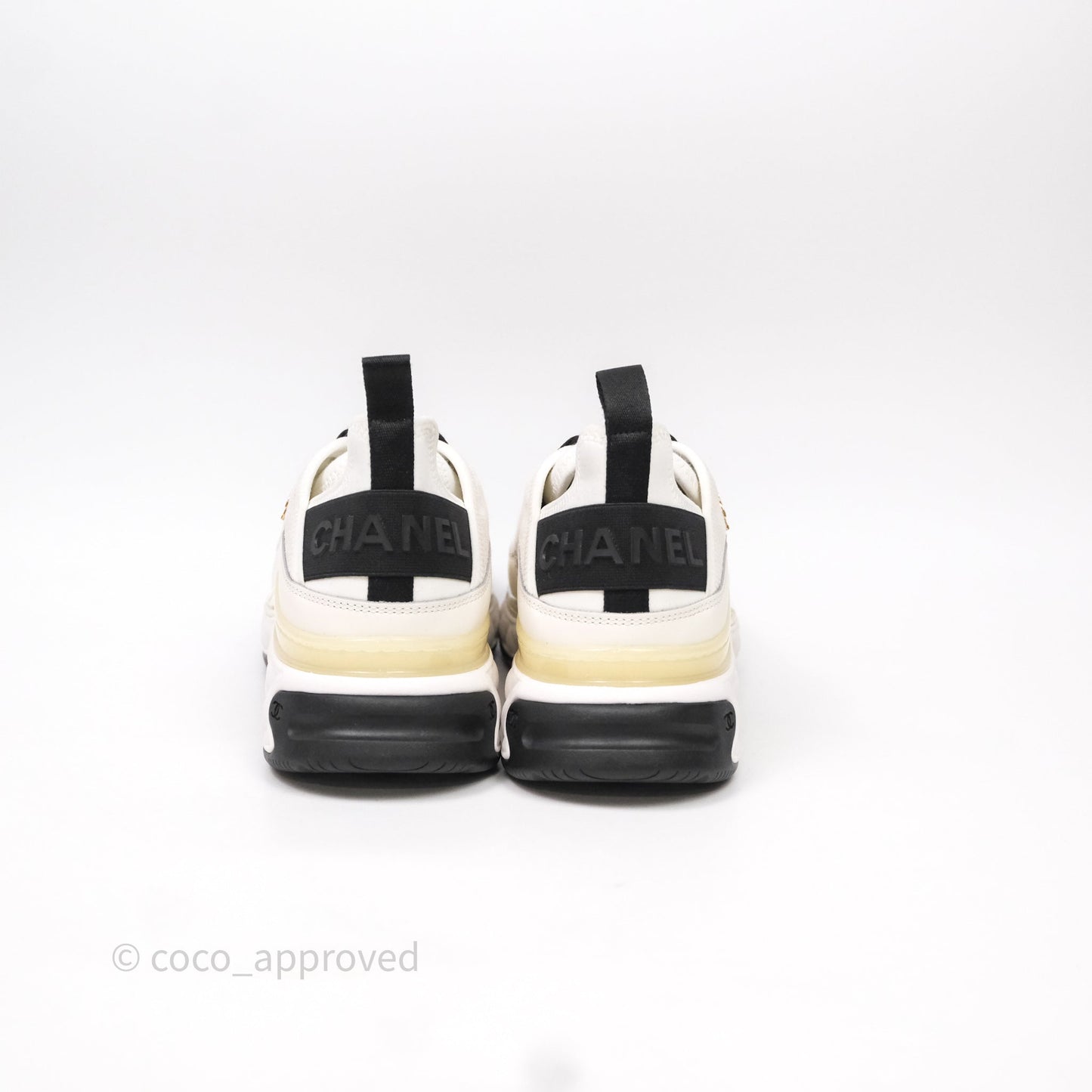 Chanel CC Sneakers Cream Black Size 37.5