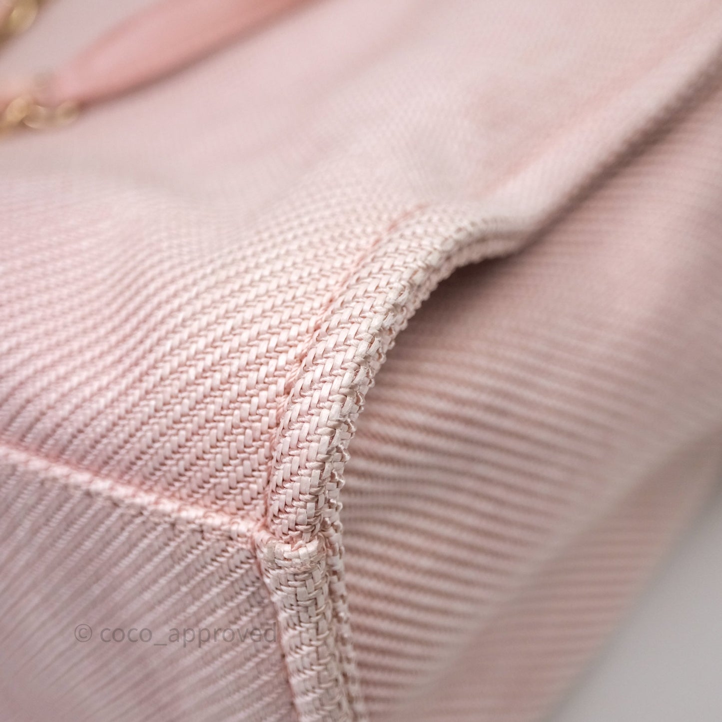 Chanel Large Deauville Tote Pink Canvas Gold Hardware