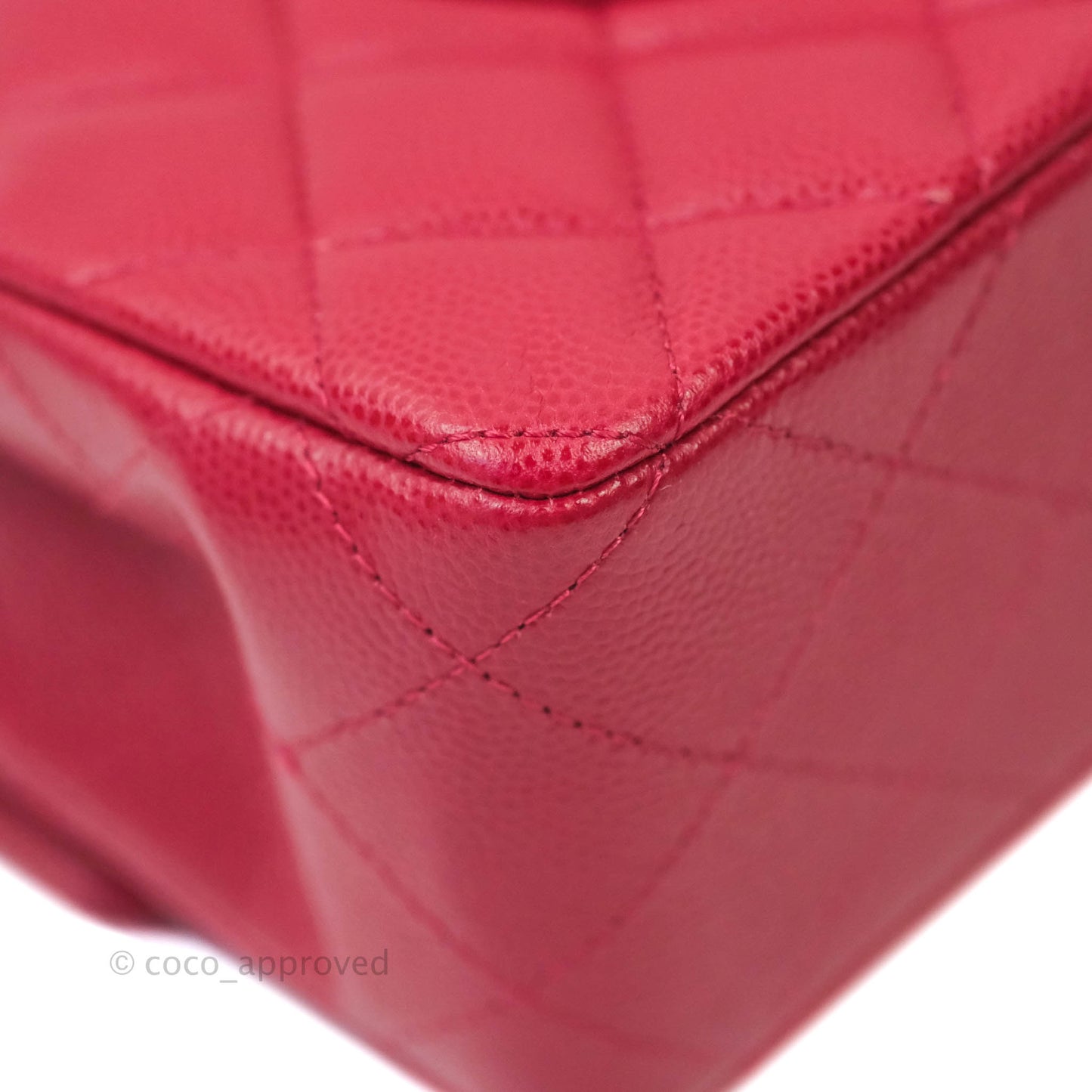 Chanel Classic M/L Medium Double Flap Red Caviar Silver Hardware 18B
