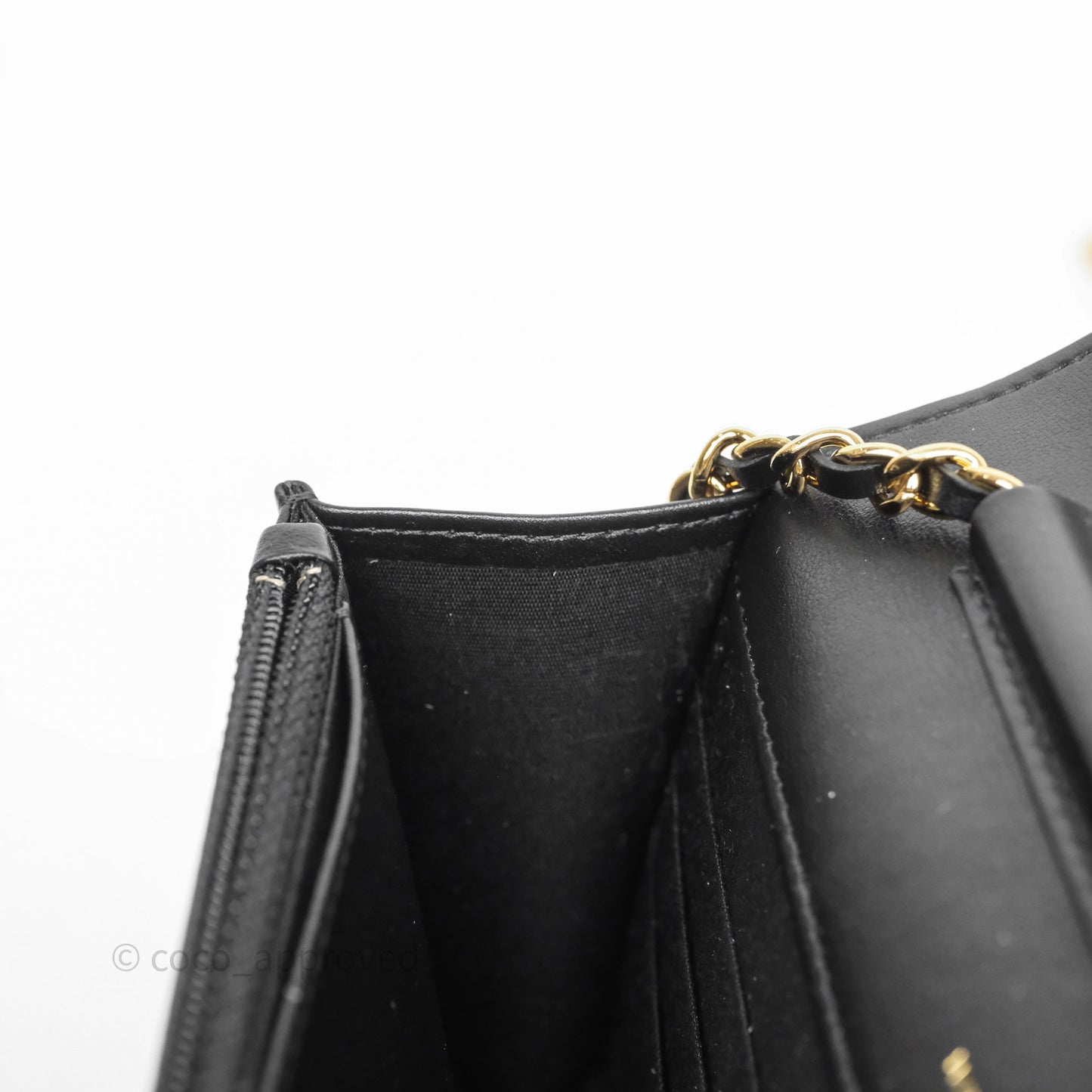 Chanel Quilted Wallet on Chain WOC Stitching Black Calfskin Gold Hardware