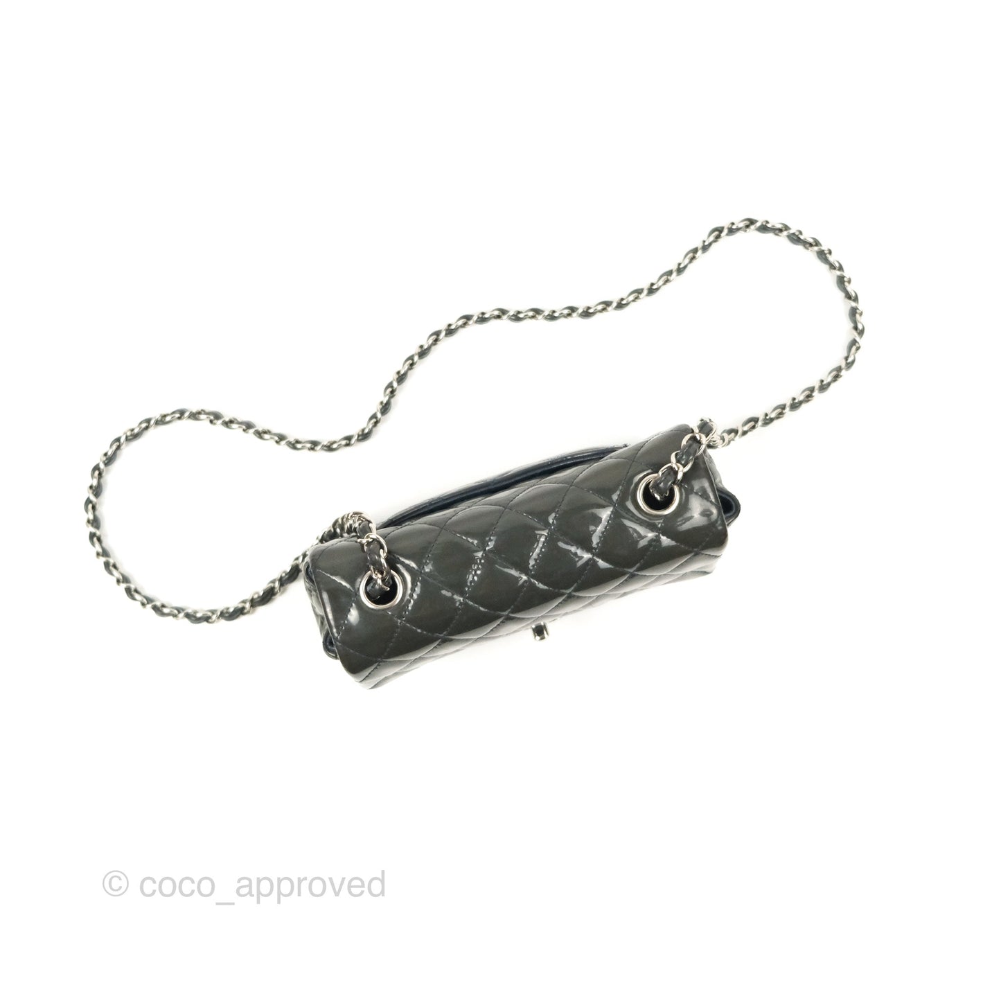 Chanel Quilted Mini Rectangular Green Patent Silver Hardware