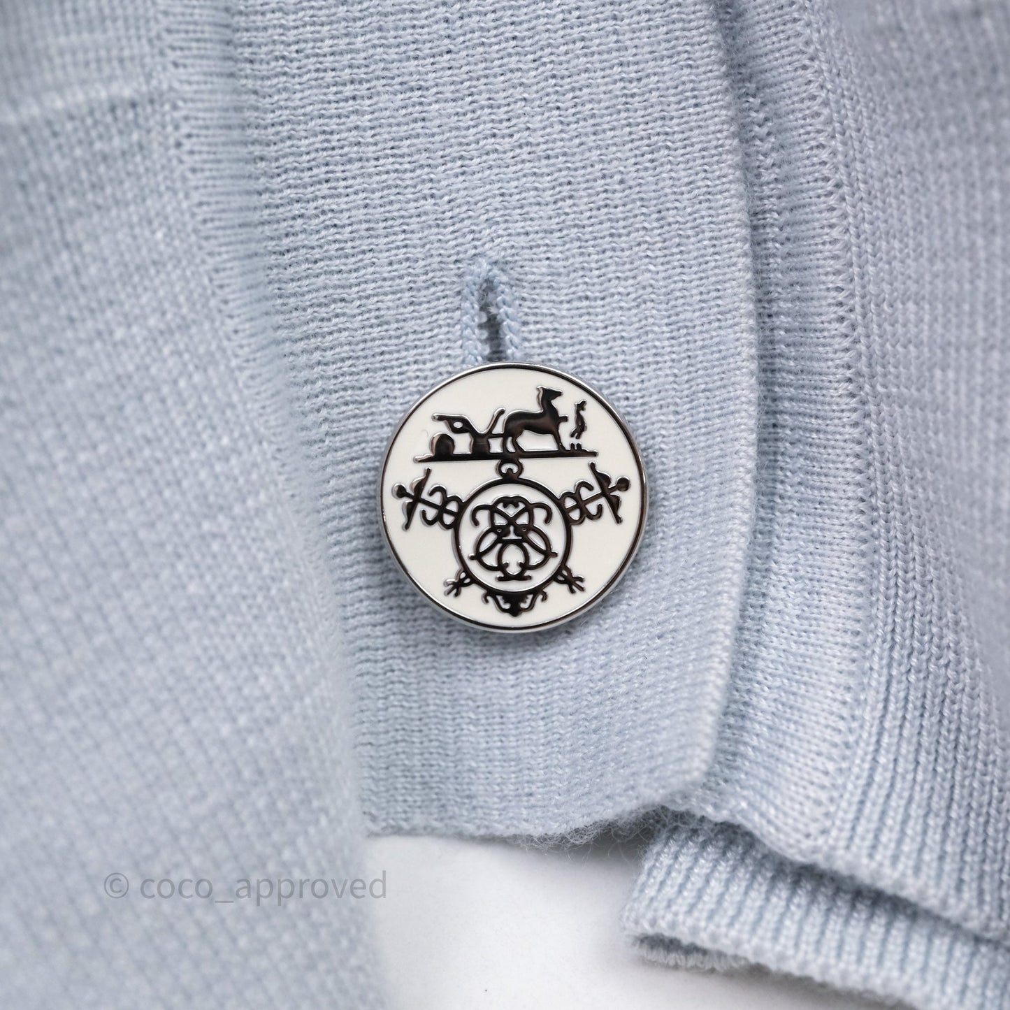 Hermès V-Neck Cardigans Silk/ Cashmere Baby Blue Size 34