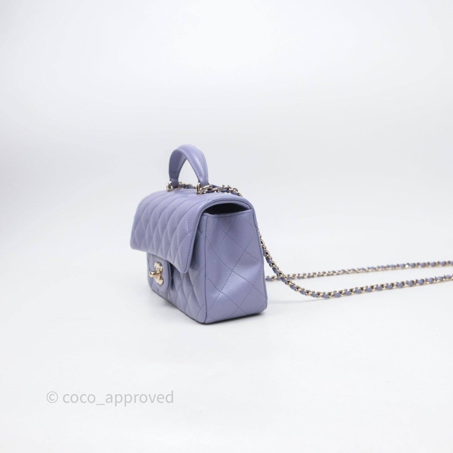 Chanel Top Handle Mini Rectangular Flap Purple Lambskin Gold Hardware