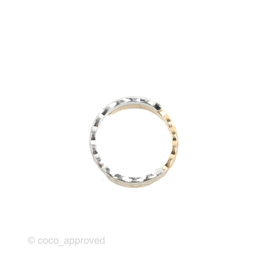 Chanel Crystal Coco Crush Toi Et Moi Ring 18K White & Beige Gold Size 51