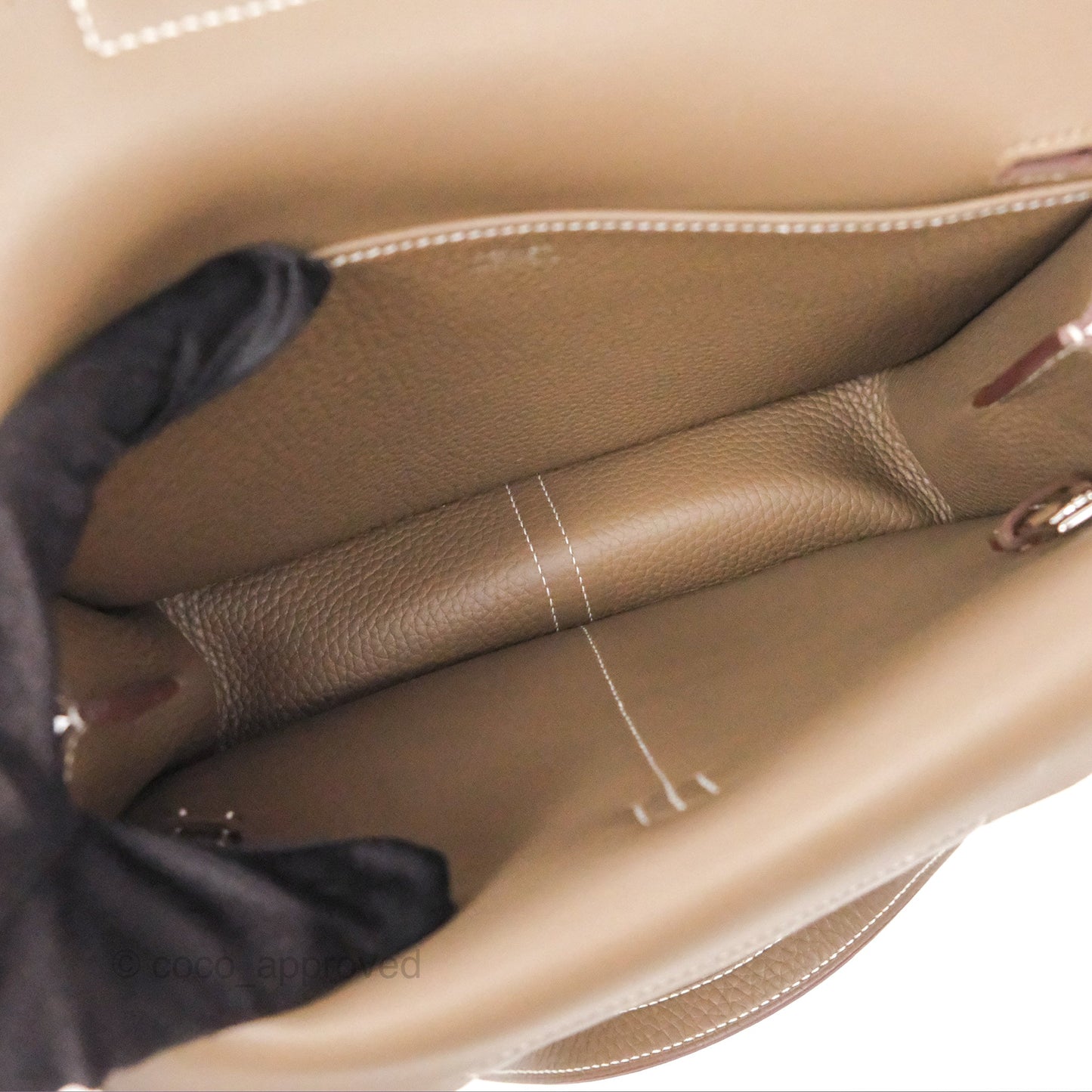 Hermès Halzan 25 Etoupe Clemence Palladium Hardware