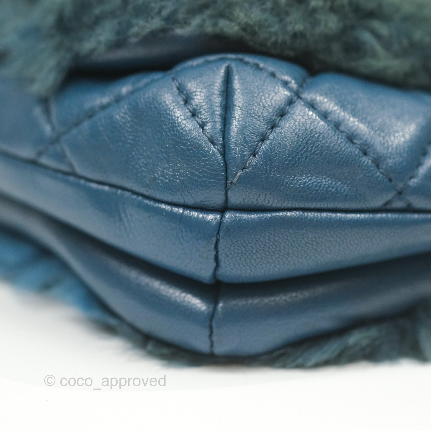 Chanel Top Handle Bag Green Blue Orylag Fur 17A