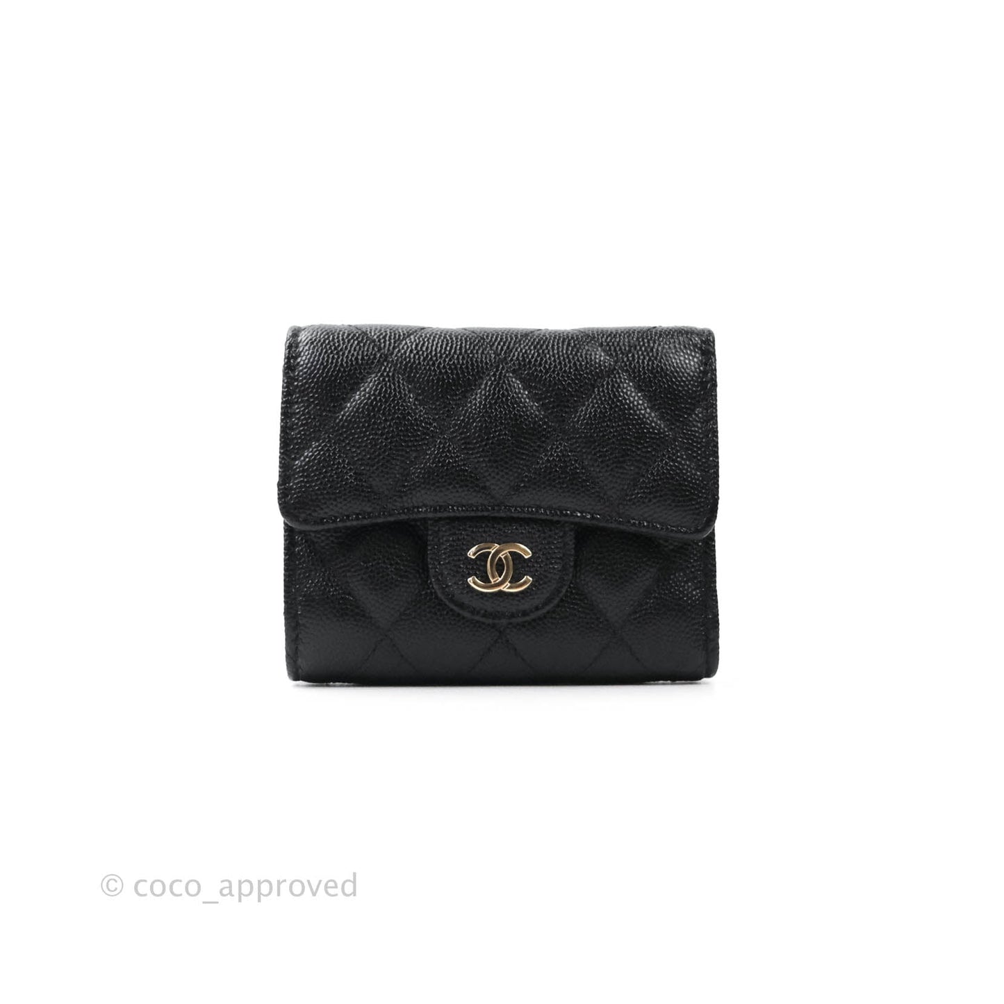 Chanel Classic Flap Small Wallet Black Caviar Gold Hardware⁣