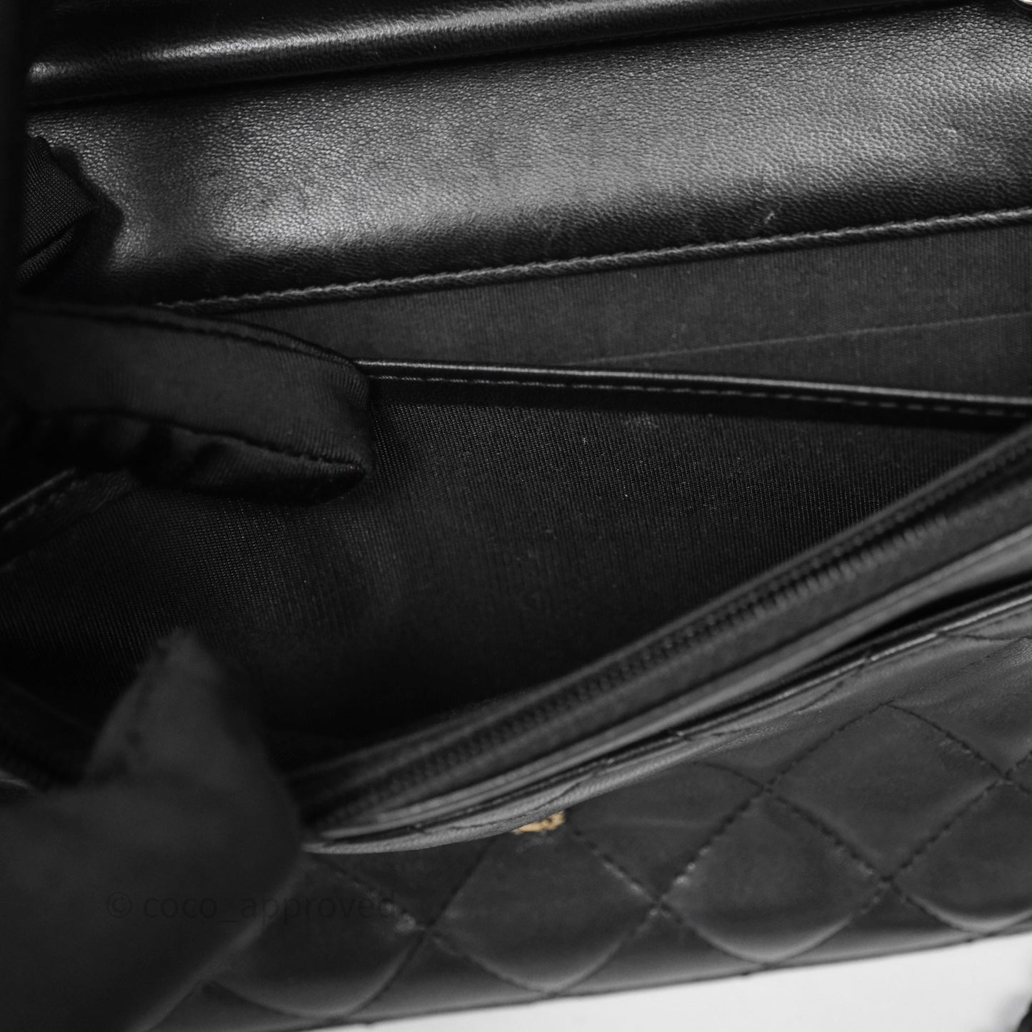 Chanel Black Quilted Lambskin Boy Wallet on Chain Gold Hardware