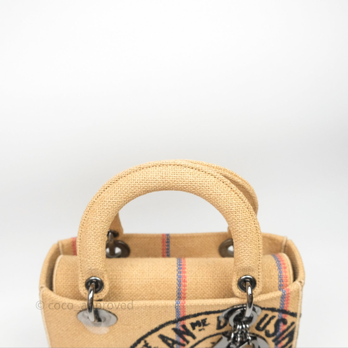Christian Dior Medium Lady D-Lite Bag Canvas Jute Embroidered