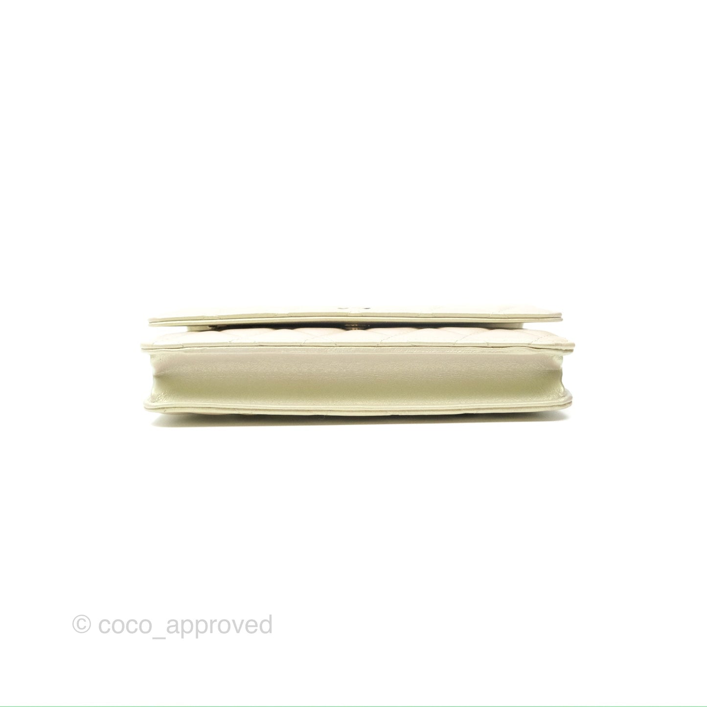 Chanel Quilted Wallet on Chain WOC Iridescent Ivory Gold Hardware 20A