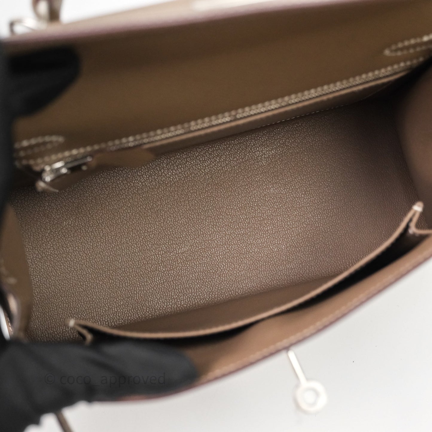 Hermes Kelly 25 Etoupe 18 Epsom Palladium Hardware