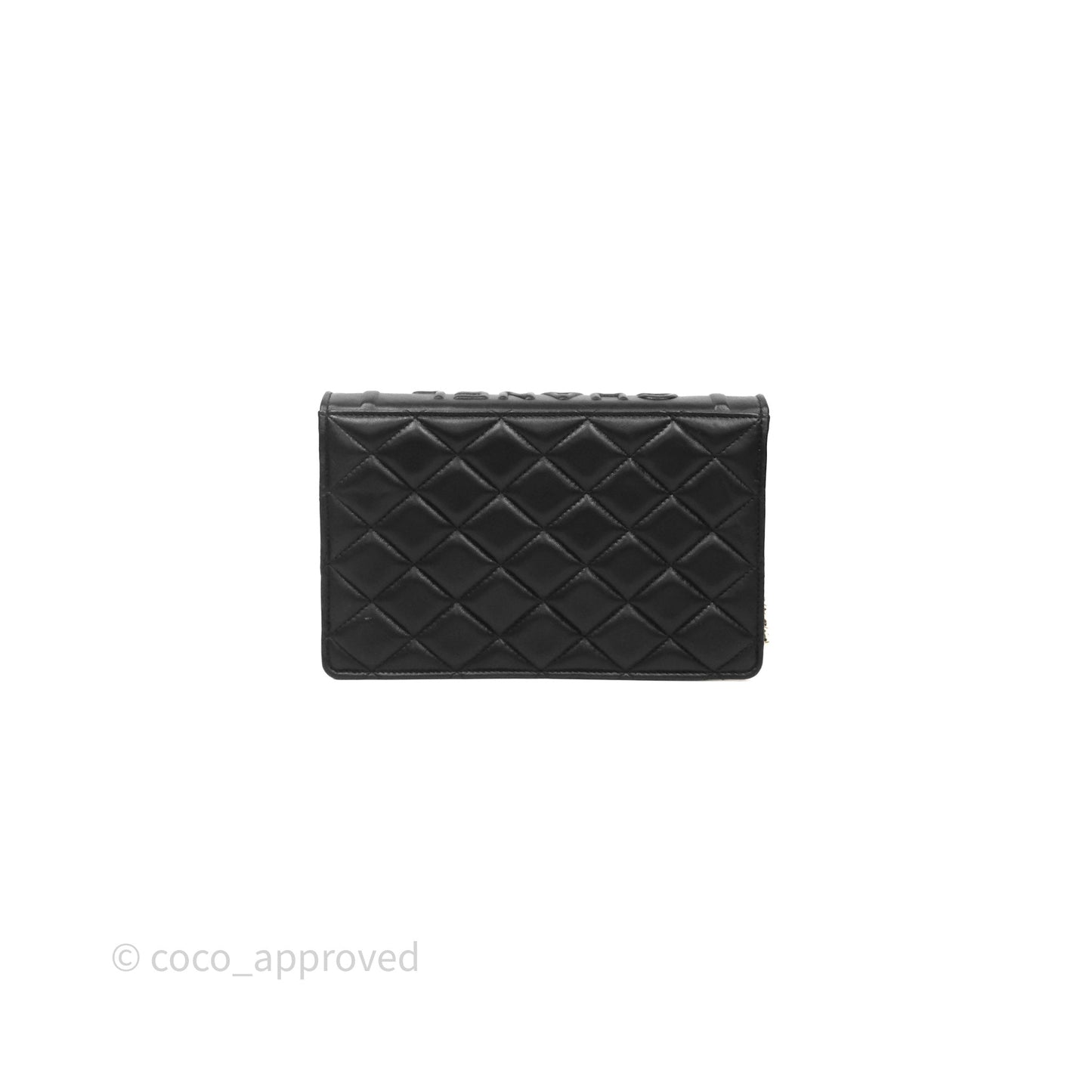 Chanel Quilted Book Wallet on Chain WOC Black Lambskin Gold Hardware