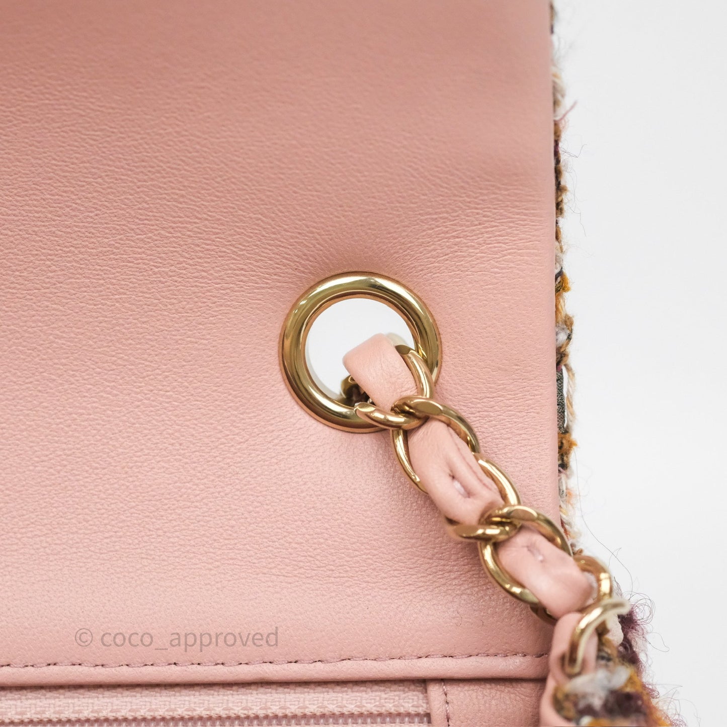 Chanel Mini Rectangular Pink Burgundy Tweed Gold Hardware 23K