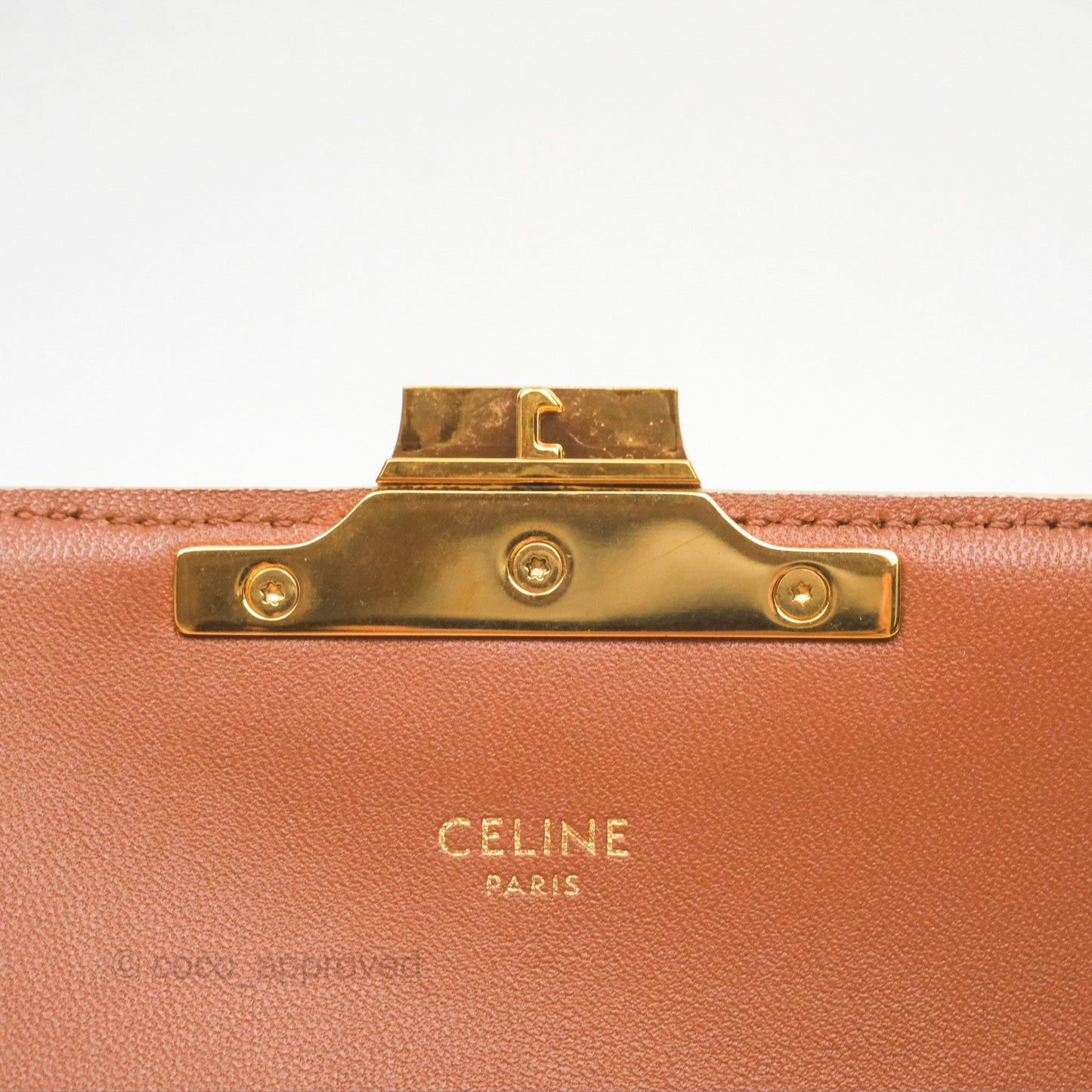Celine Triomphe Shoulder Bag White Calfskin Triomphe Canvas