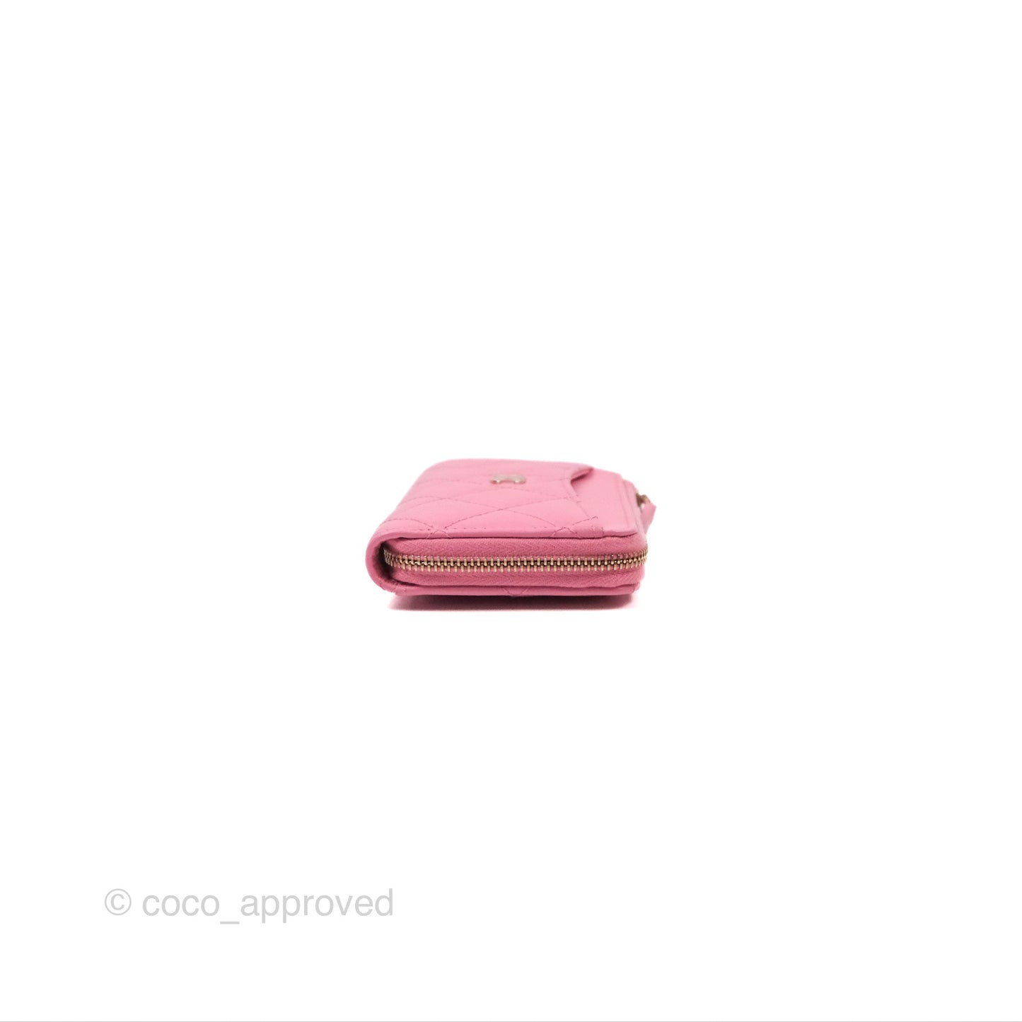 Chanel Quilted Zip Card Holder Pink Lambskin Gold Hardware 23S