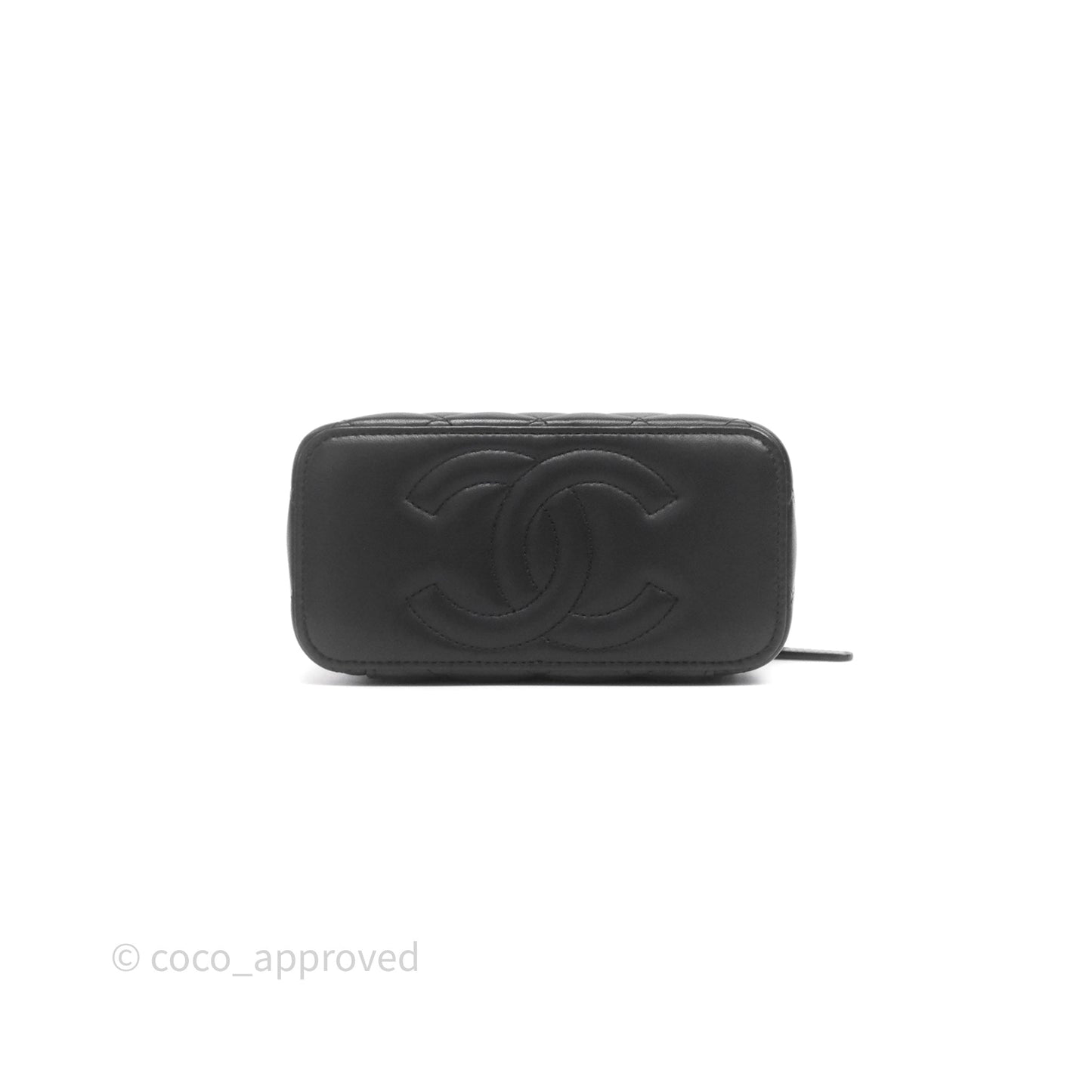 Chanel Vanity with COCO Heart Chain Black Lambskin Aged Gold Hardware