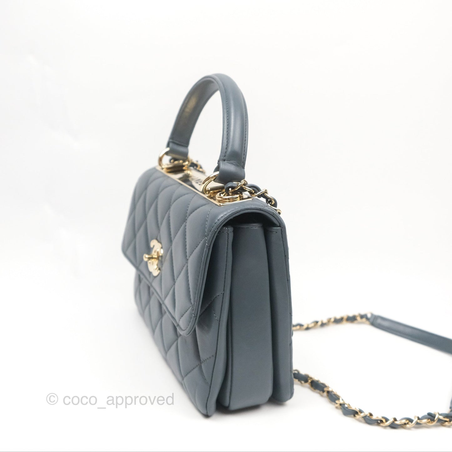 Chanel Small Trendy CC Grey Blue Lambskin Gold Hardware