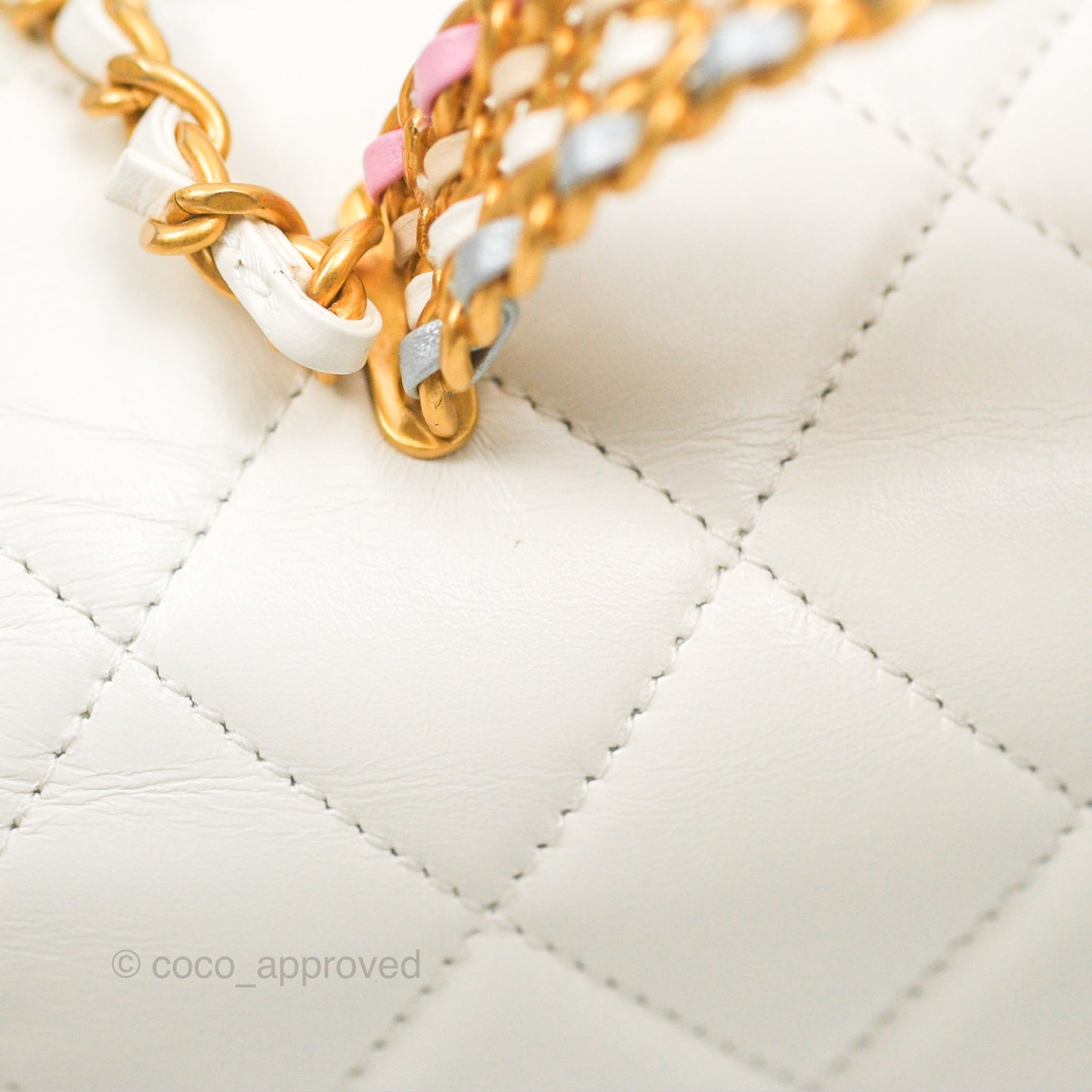 Chanel Rainbow Top Handle Flap Bag White Glazed Lambskin 23P