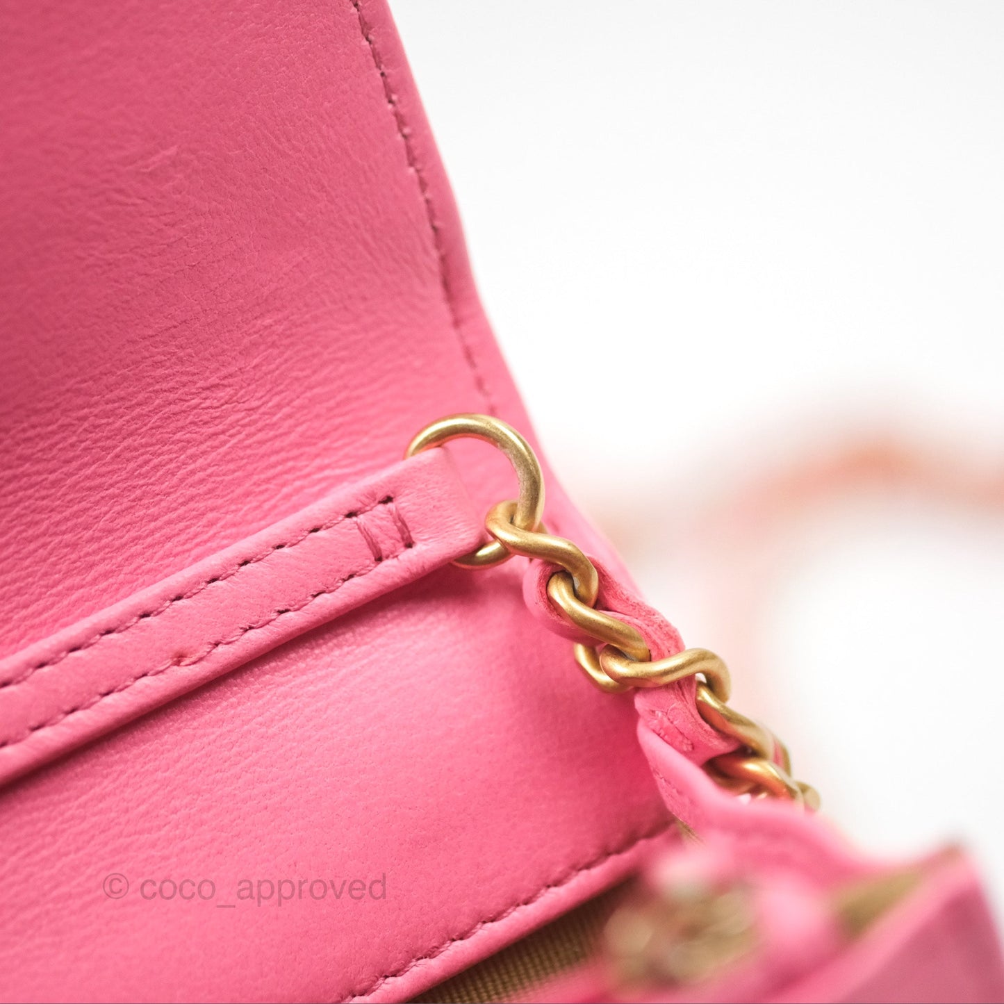 Chanel Quilted Pearl Crush Wallet on Chain WOC Pink Lambskin Aged Gold Hardware