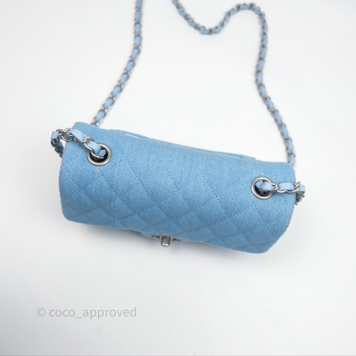 Chanel Quilted Mini Rectangular Flap Denim Matt Silver Hardware