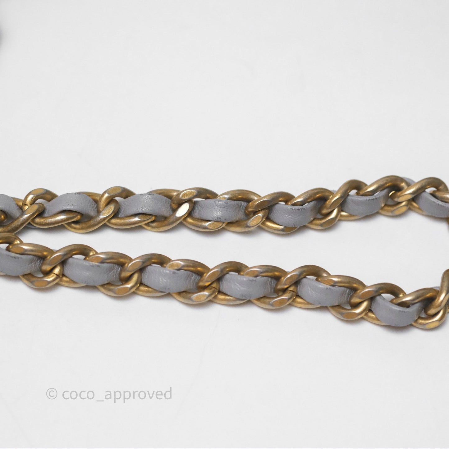 Chanel Pearl Crush Mini Rectangular Quilted Grey Lambskin Aged Gold Hardware