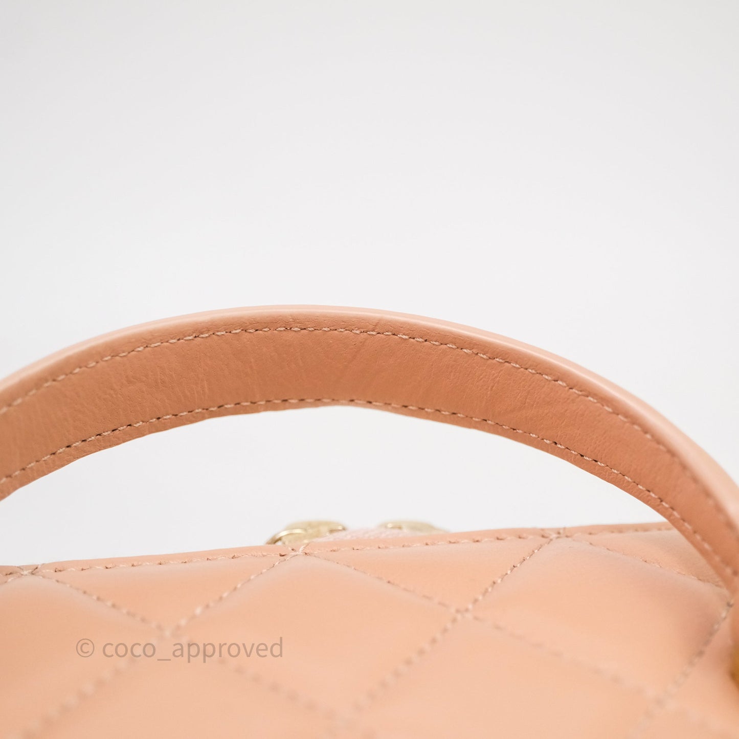 Chanel Vanity Rectangular Top Handle Beige Lambskin Aged Gold Hardware