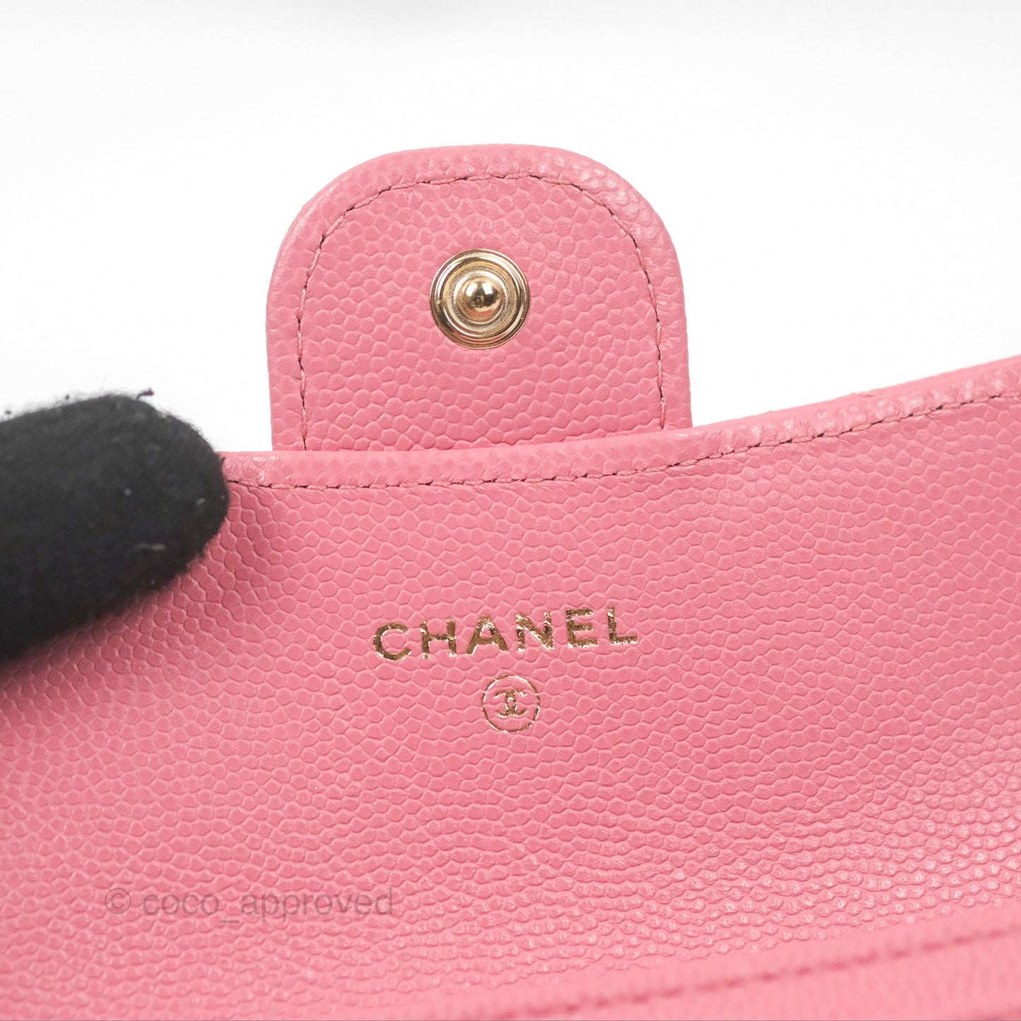 Chanel Quilted Flap Card Holder Pink Caviar Gold Hardware