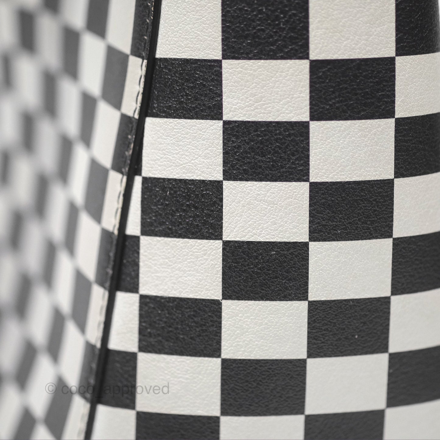Christian Dior Medium Lady Dior Checkered Black/ White Calfskin