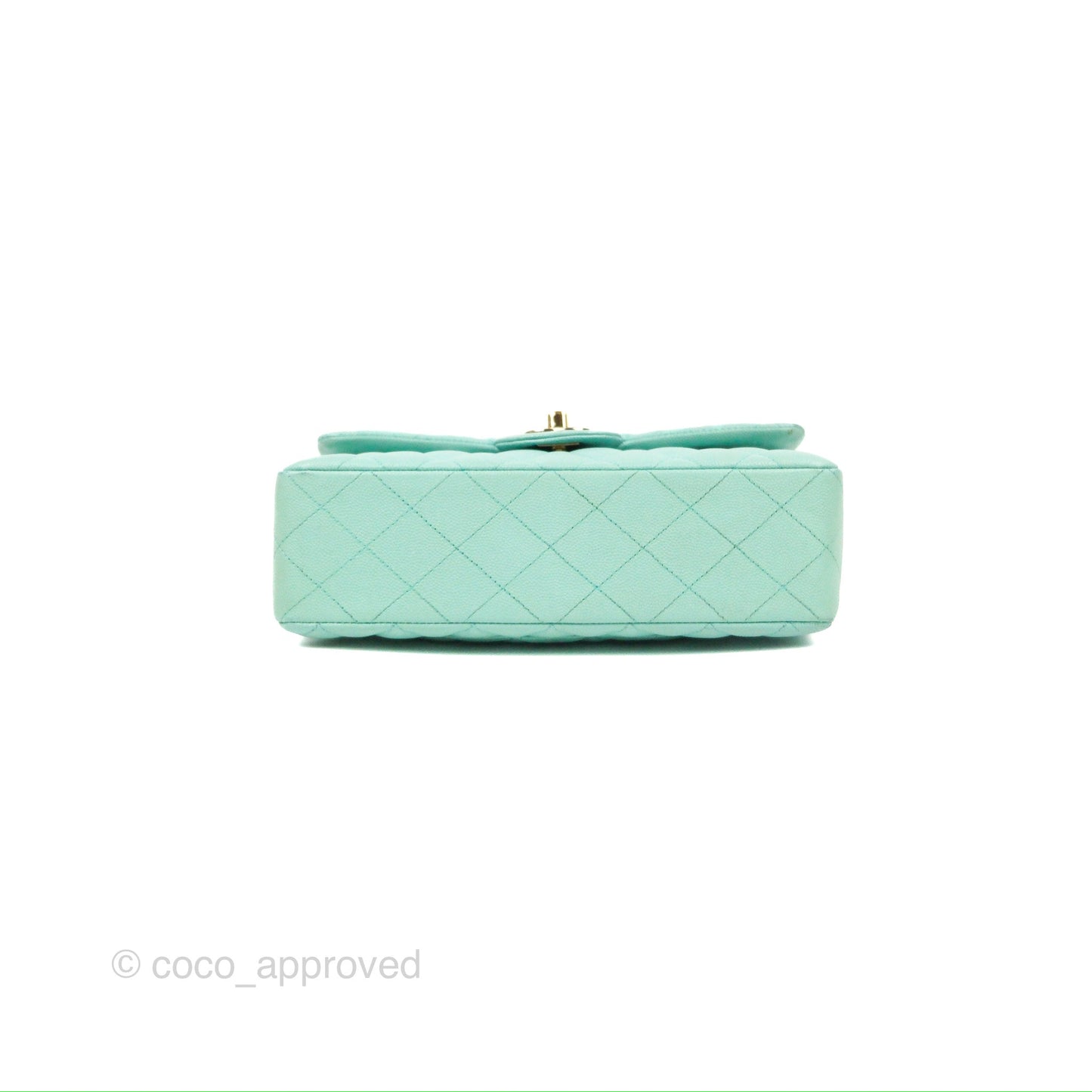 Chanel Small Classic Quilted Flap Tiffany Blue Caviar Gold Hardware 20C