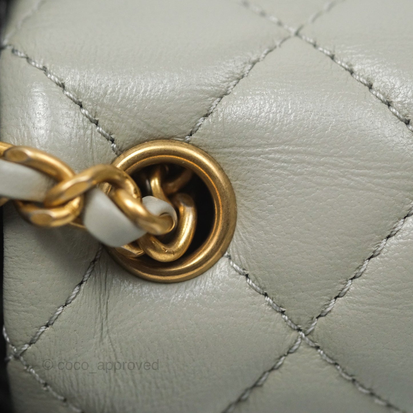 Chanel Mini Rectangular Pearl Crush Grey Lambskin Aged Gold Hardware