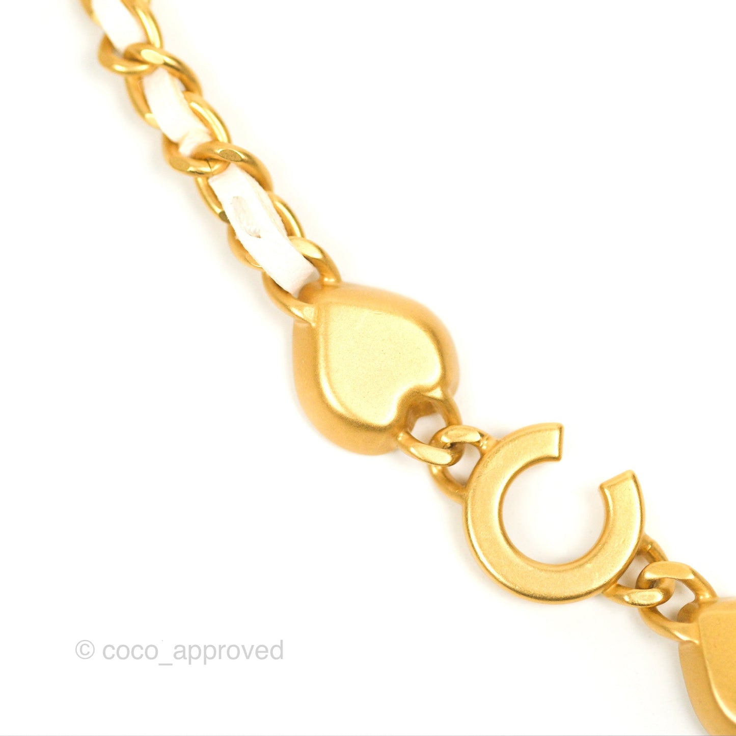 Chanel Vanity with COCO Heart Chain White Lambskin Aged Gold Hardware