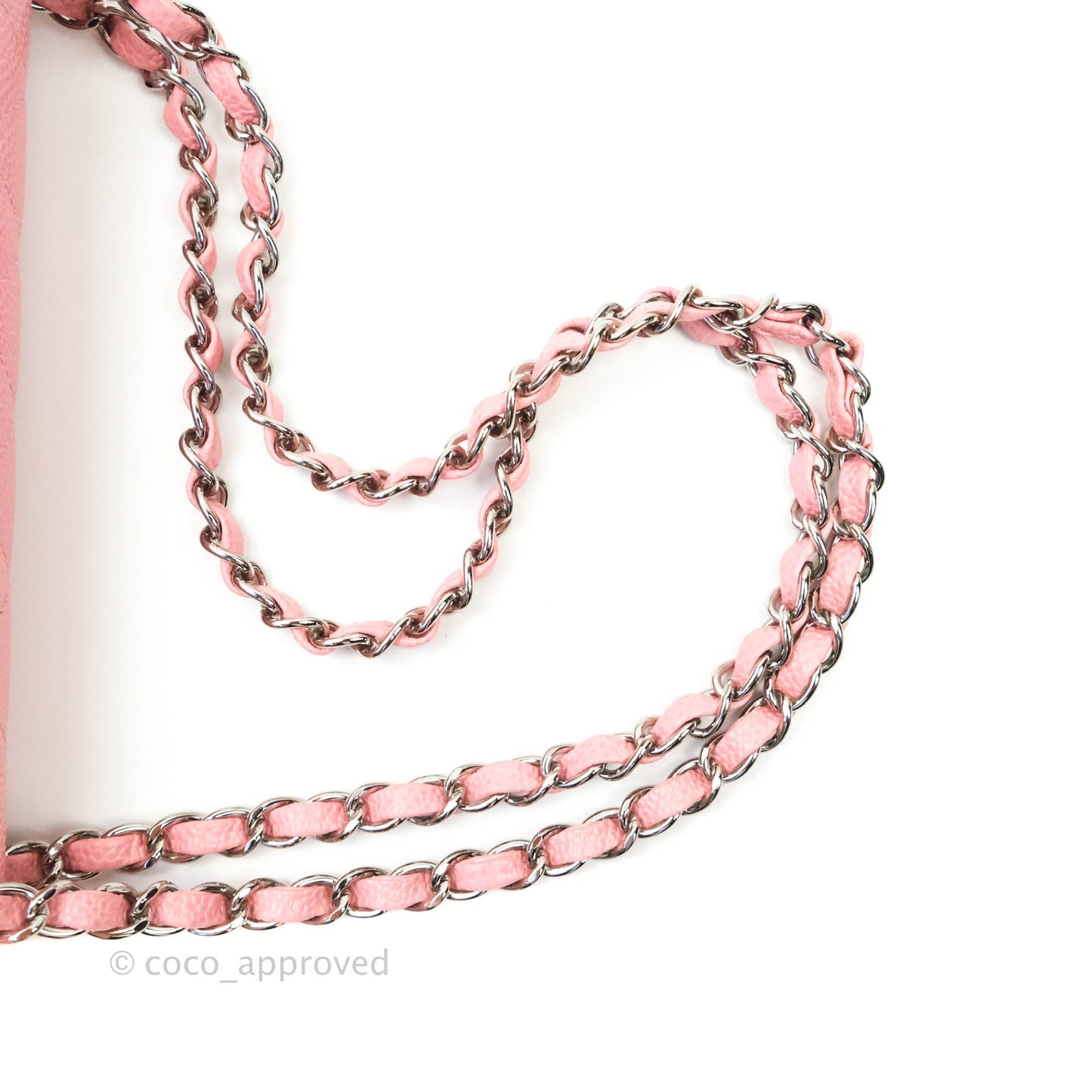 Chanel Quilted M/L Medium Double Flap Pink Caviar Silver Hardware