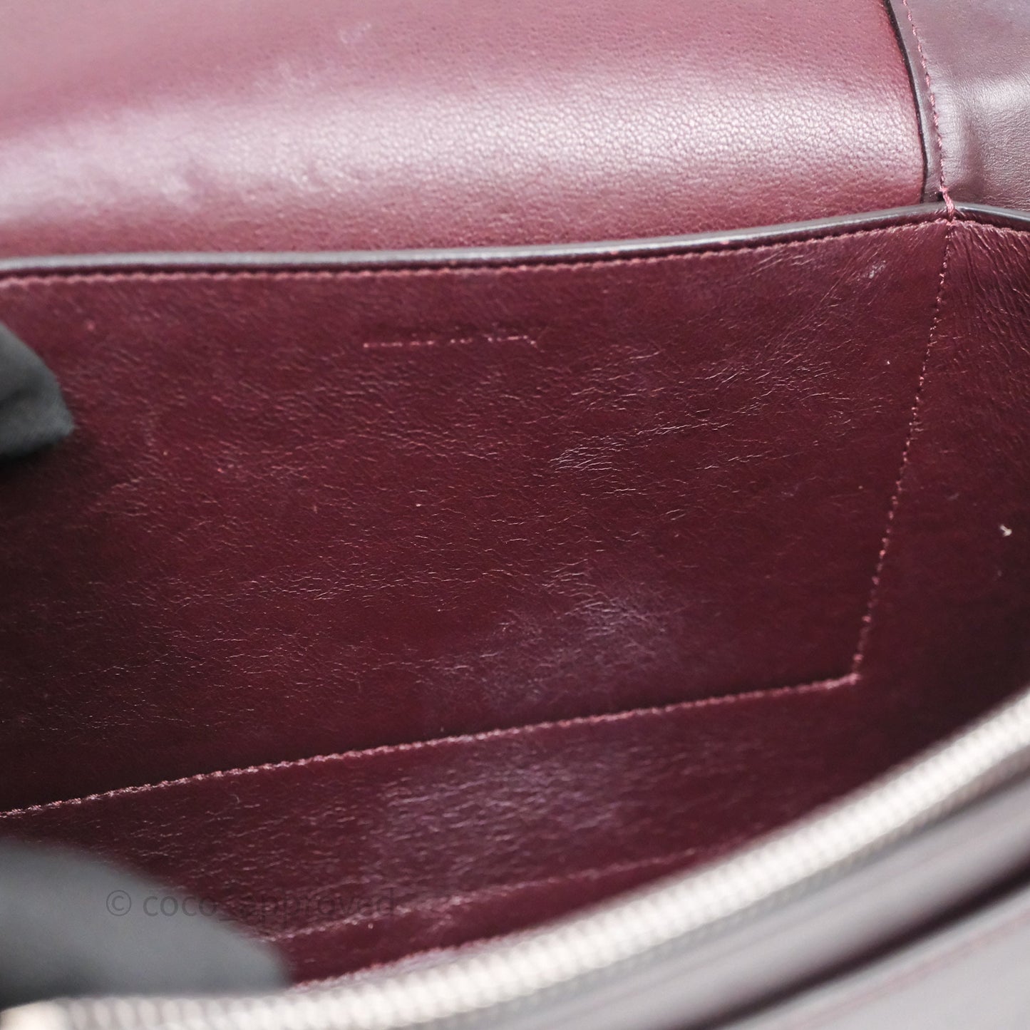 Celine Medium Frame Bag Burgundy / Pearl Blue Calfskin Silver Hardware