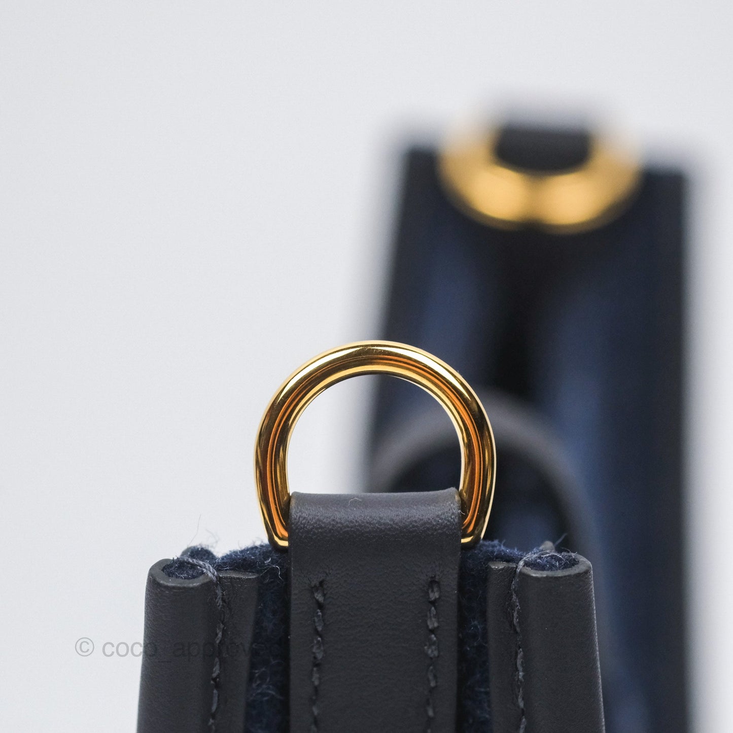 Hermès Mini Evelyne 16 Wooly Bleu Nuit 2Z / Swift Noir 89 Gold Hardware