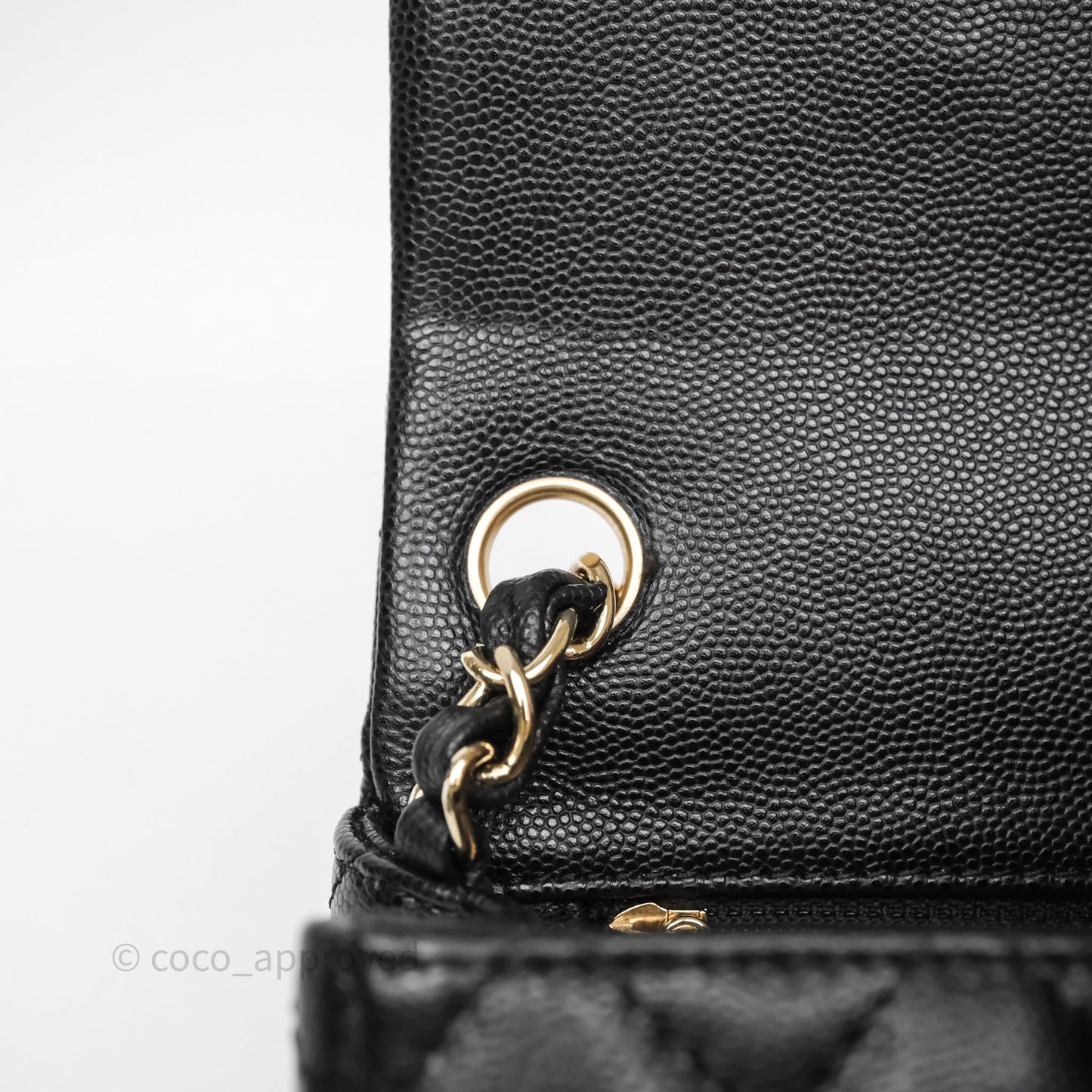 Chanel Mini Square Black Caviar Gold Hardware