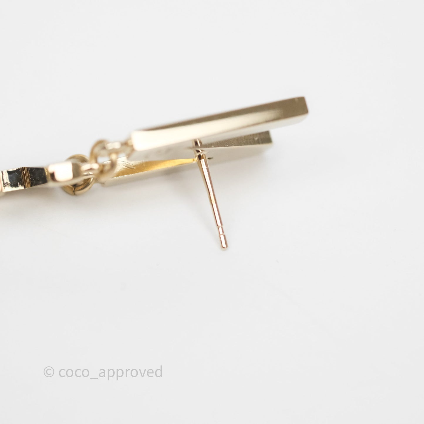 Chanel Letter Cha-Nel Logo Drop Earrings Gold Tone 20V