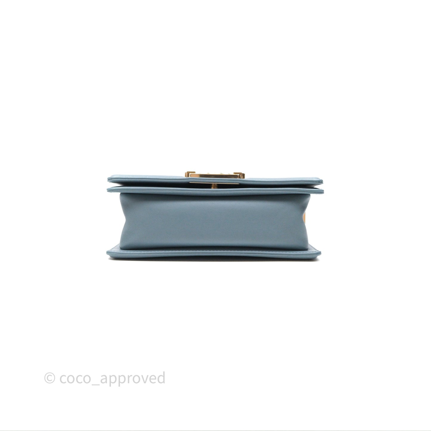 Chanel Small Quilted Boy Dusty Blue Lambskin Gold Hardware