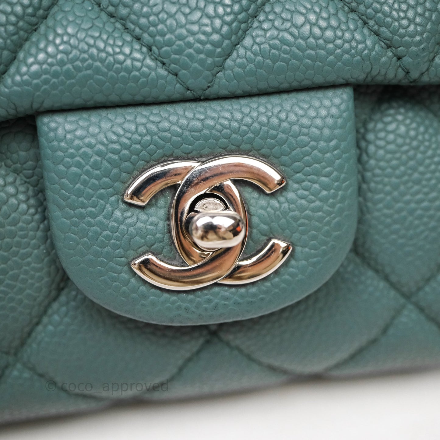 Chanel Quilted Clutch with Chain Green Caviar Gold Hardware
