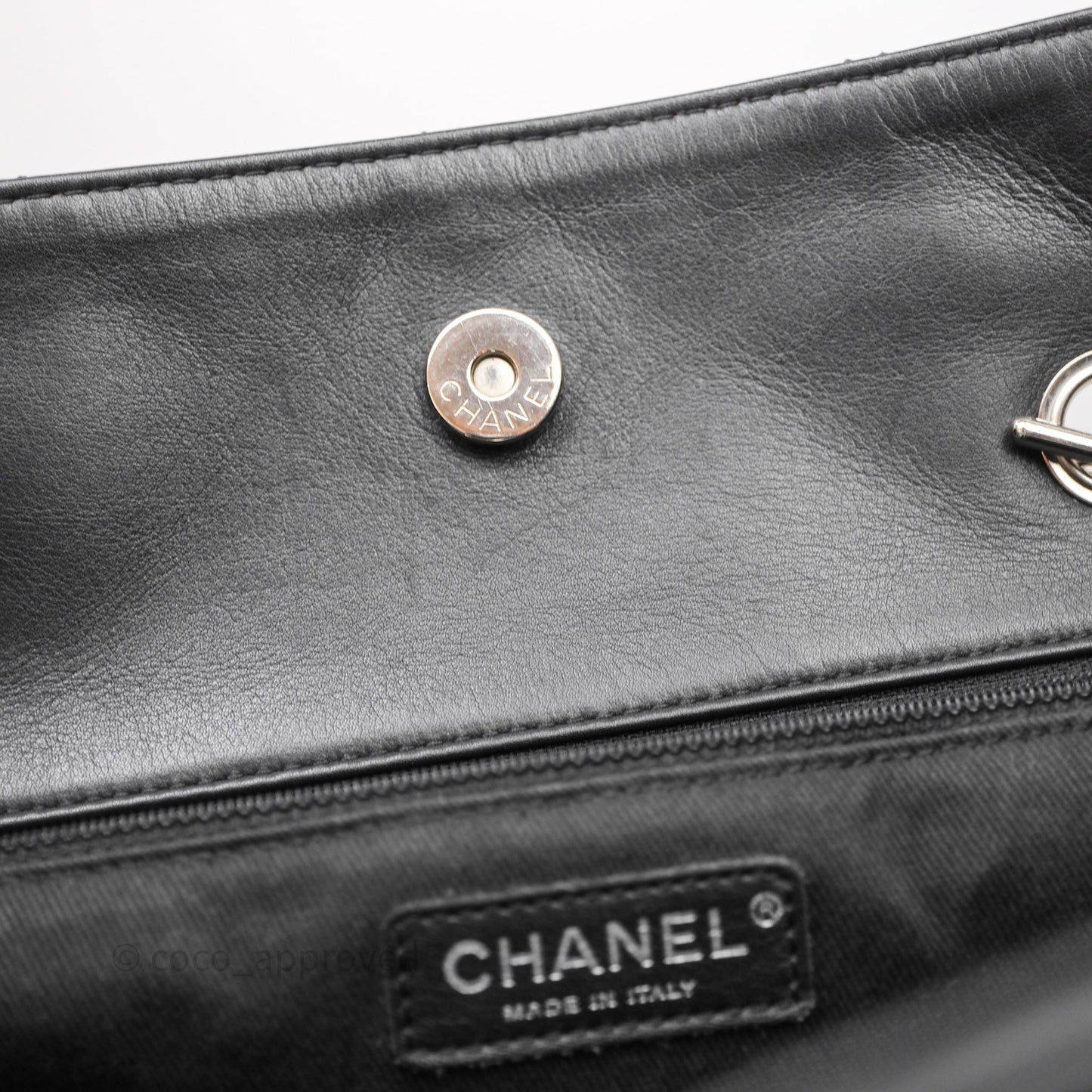 Chanel In The Business Tote Bag Black Calfskin Silver Hardware