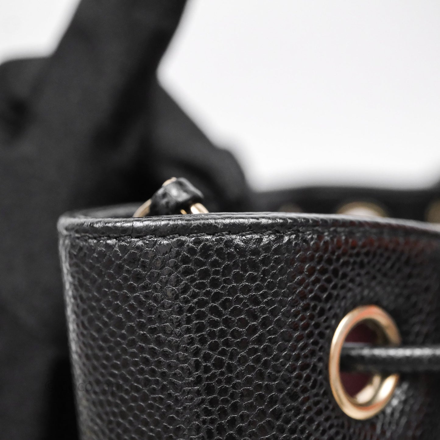 Chanel Business Affinity Drawstring Bucket Bag Black Caviar Gold Hardware