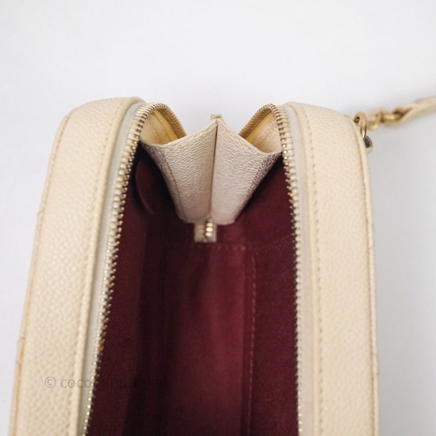 Chanel Quilted Caviar Waist Bag Ivory Aged Gold Hardware