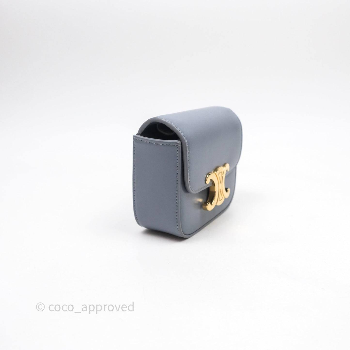 Celine Mini Triomphe Shiny Calfskin Blue Grey