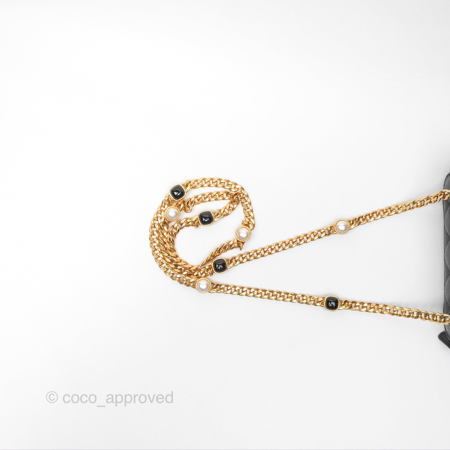 Chanel Vanity Rectangular with Pearl Resin Chain Black Lambskin Gold Hardware