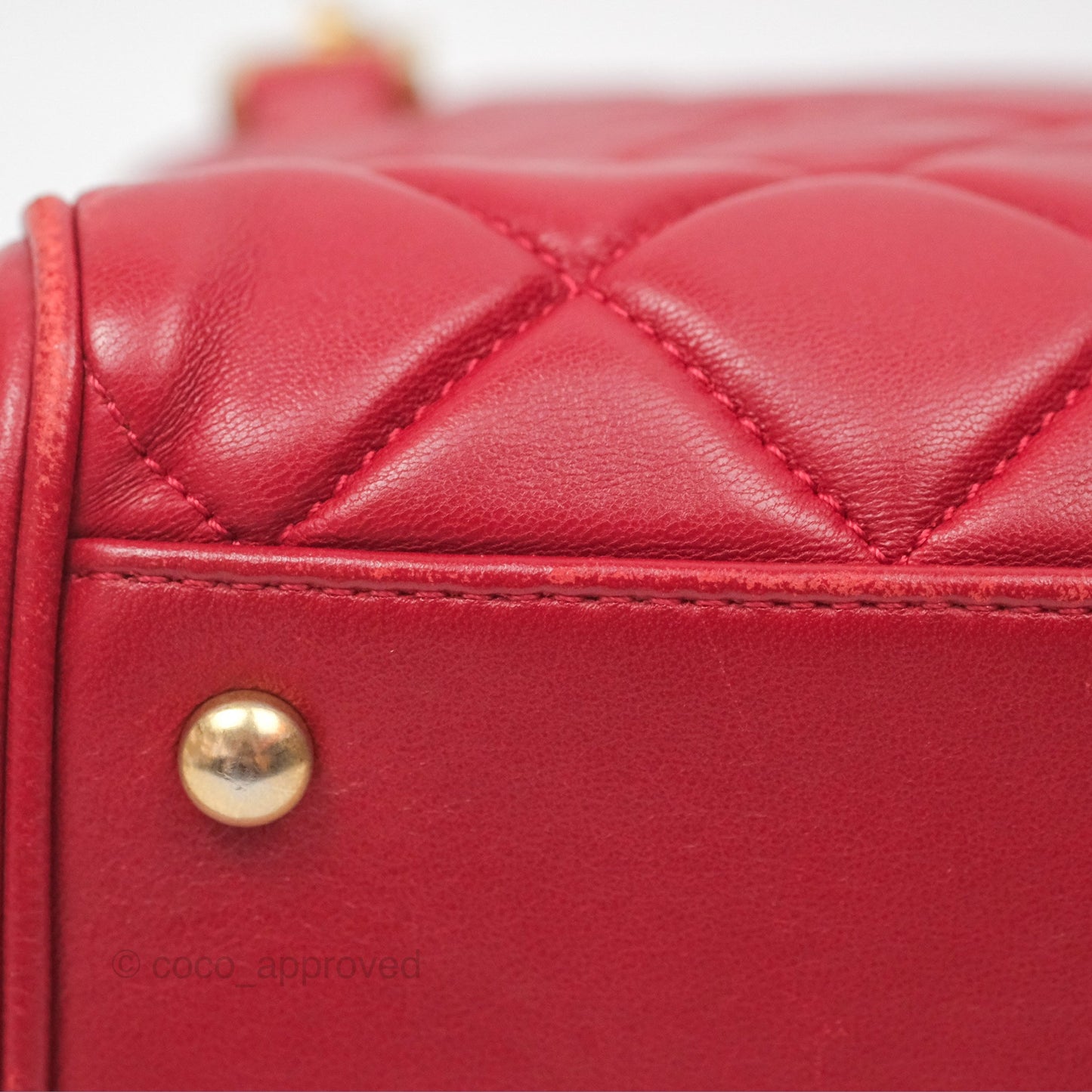 Chanel Tote Bag Red Lambskin Aged Gold Hardware