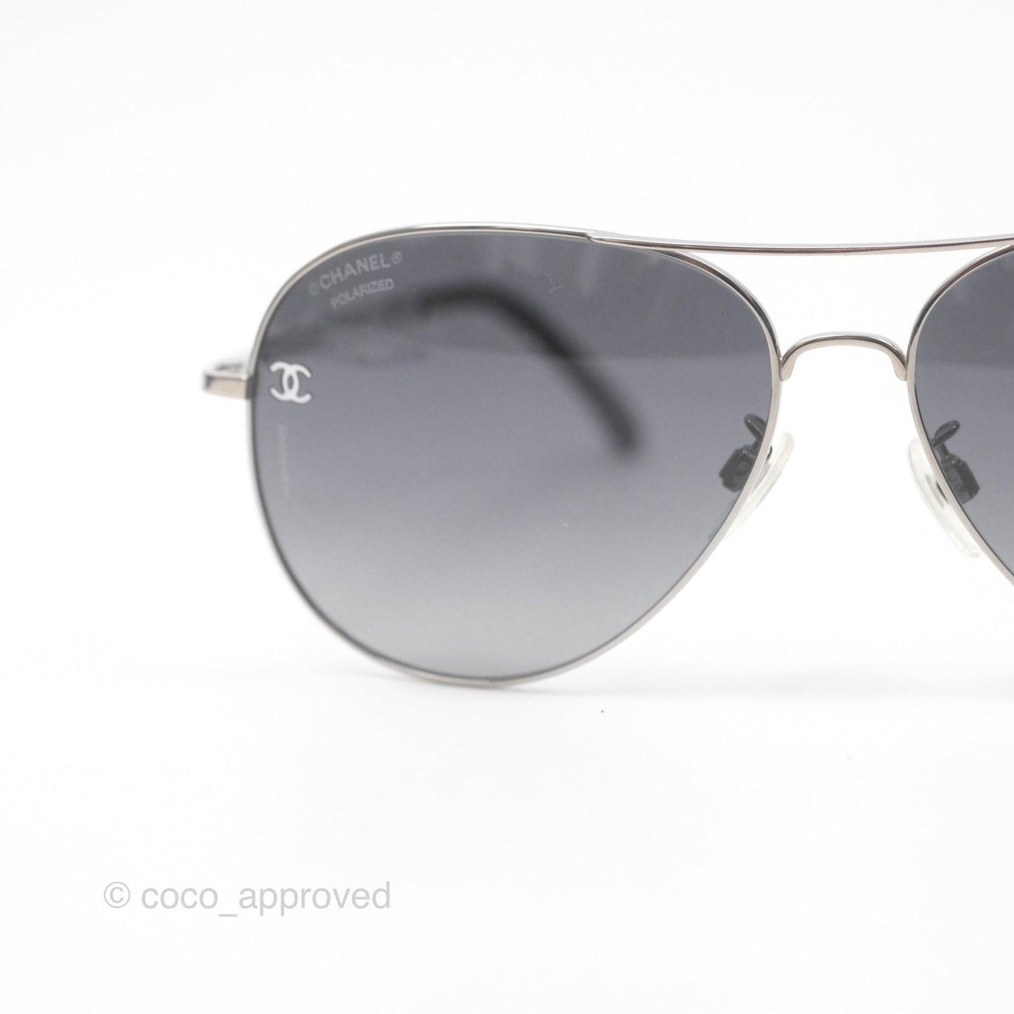 Chanel 4189 Pilot Sunglasses in Titanium and Calfskin Grey Lense