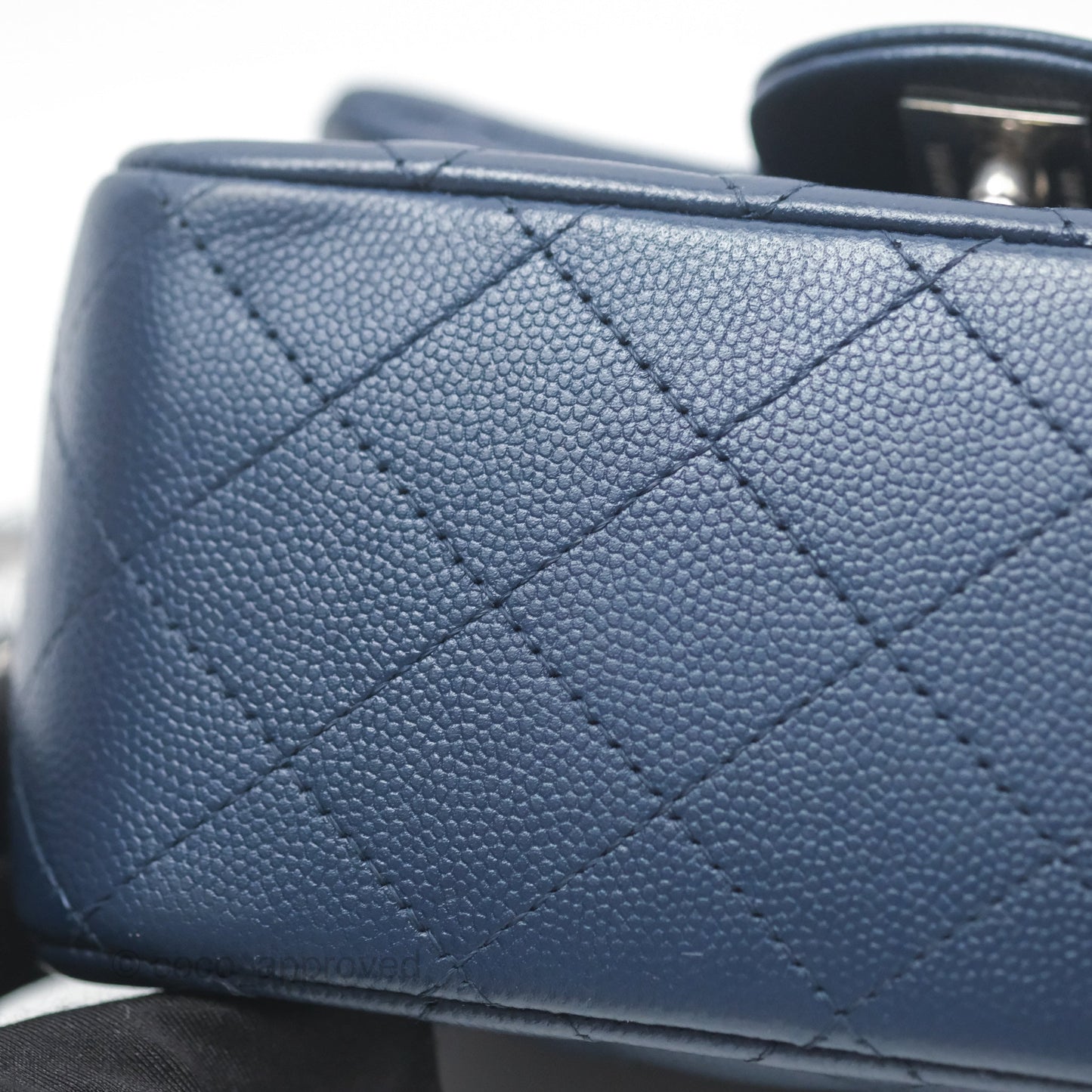Chanel Mini Square Flap Quilted Navy Caviar Silver Hardware