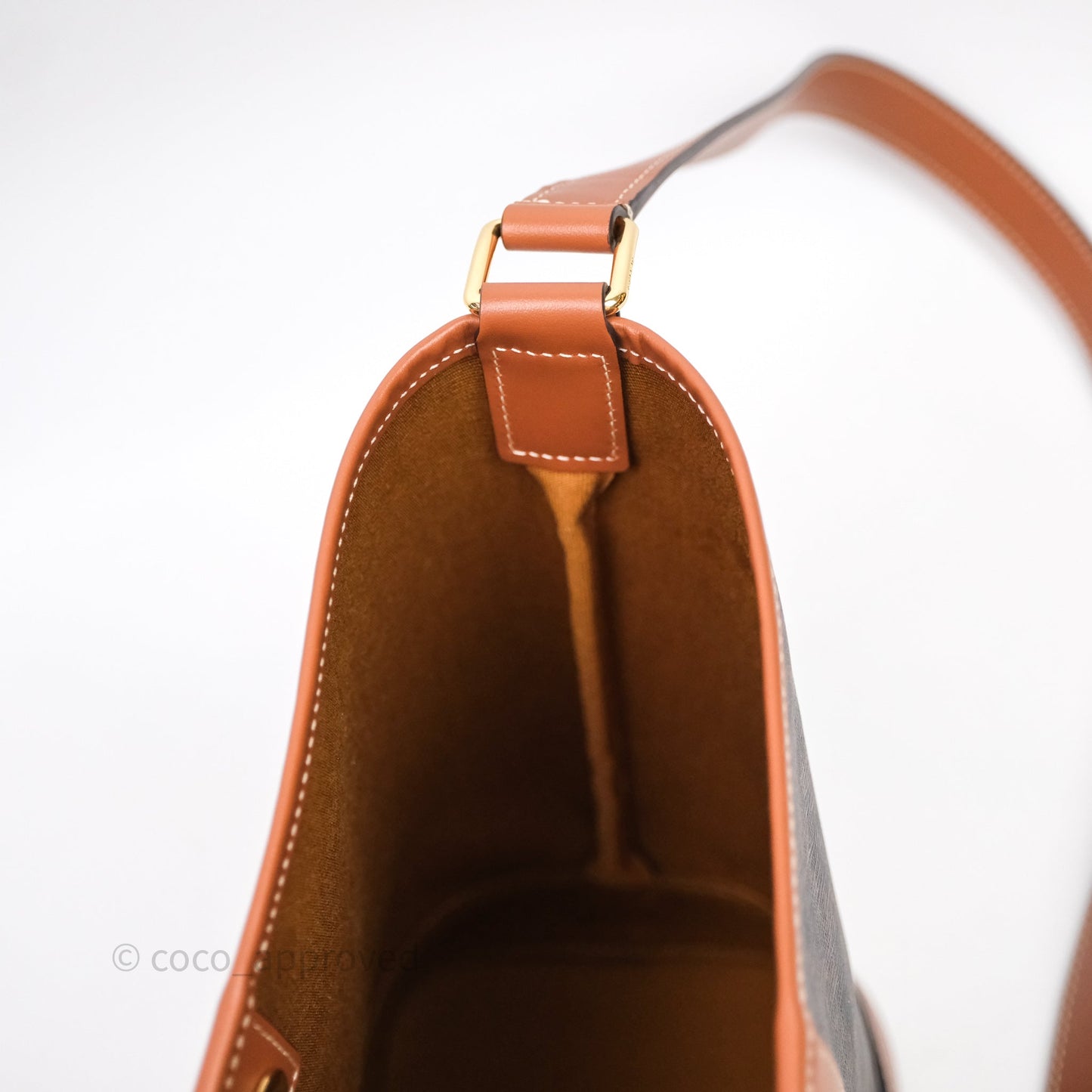 Celine Small Bucket Triomphe Canvas Tan Calfskin