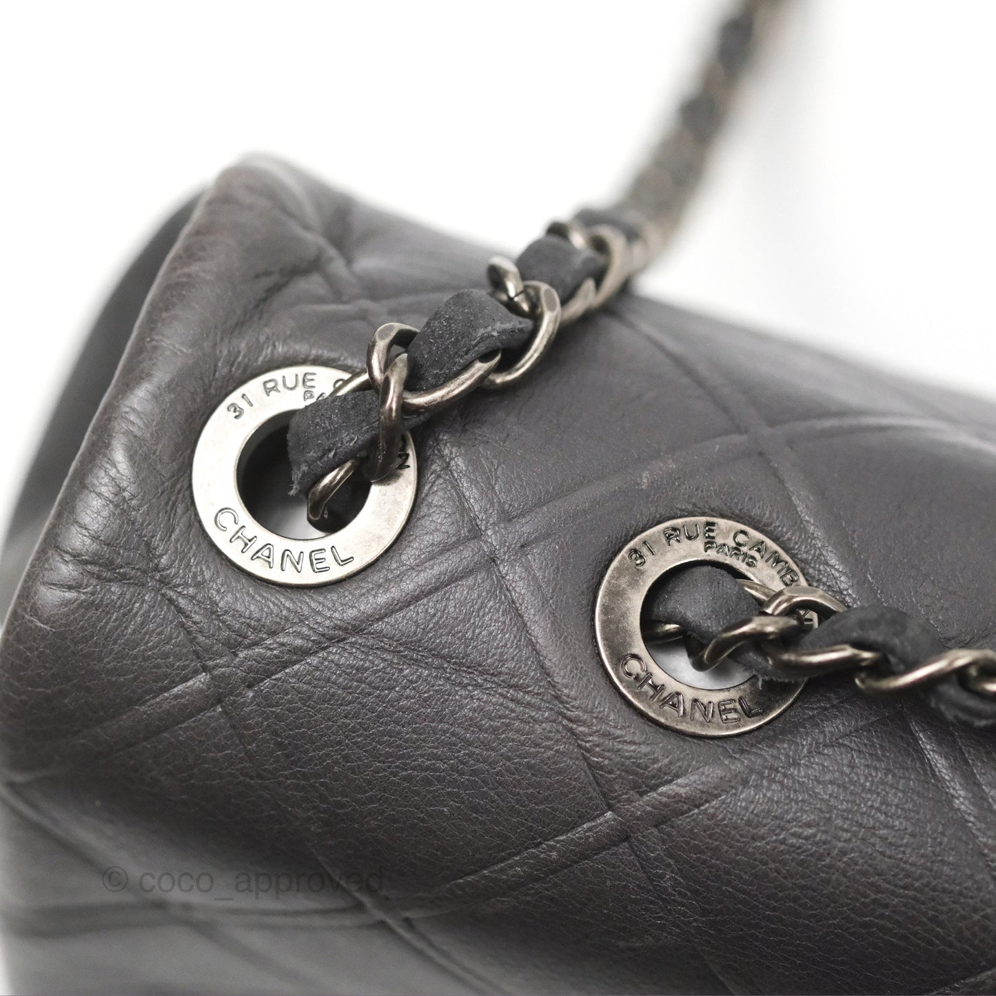 Chanel New Chic Flap Dark Grey Calfskin Ruthenium Hardware