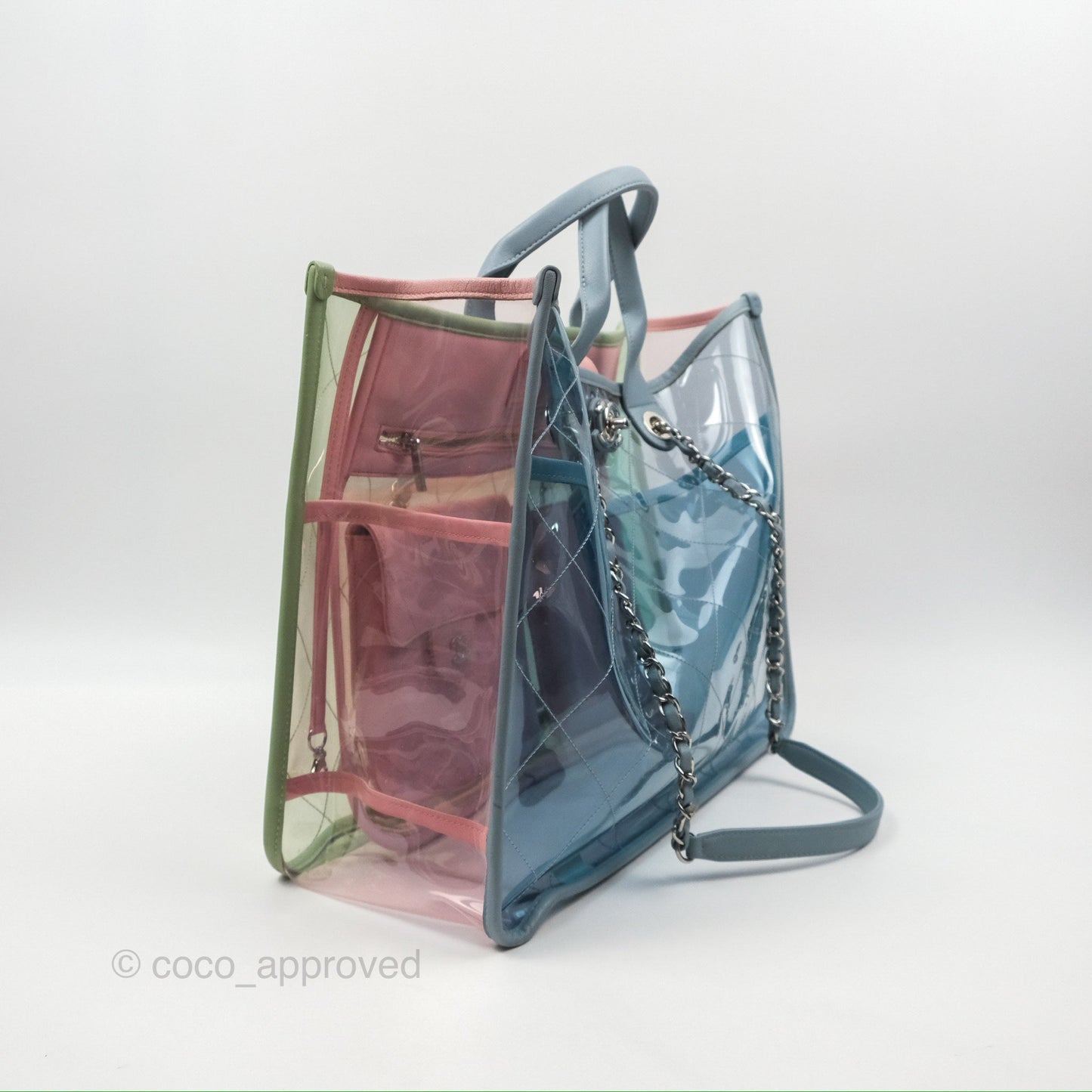 Chanel Coco Splash Blue/Green/Pink PVC Shopping Tote Bag